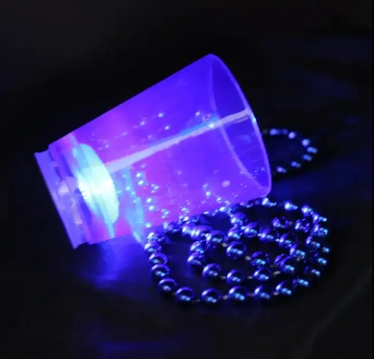 2 Oz. Light Up Green Shot Glass W/ Bead Necklace 2