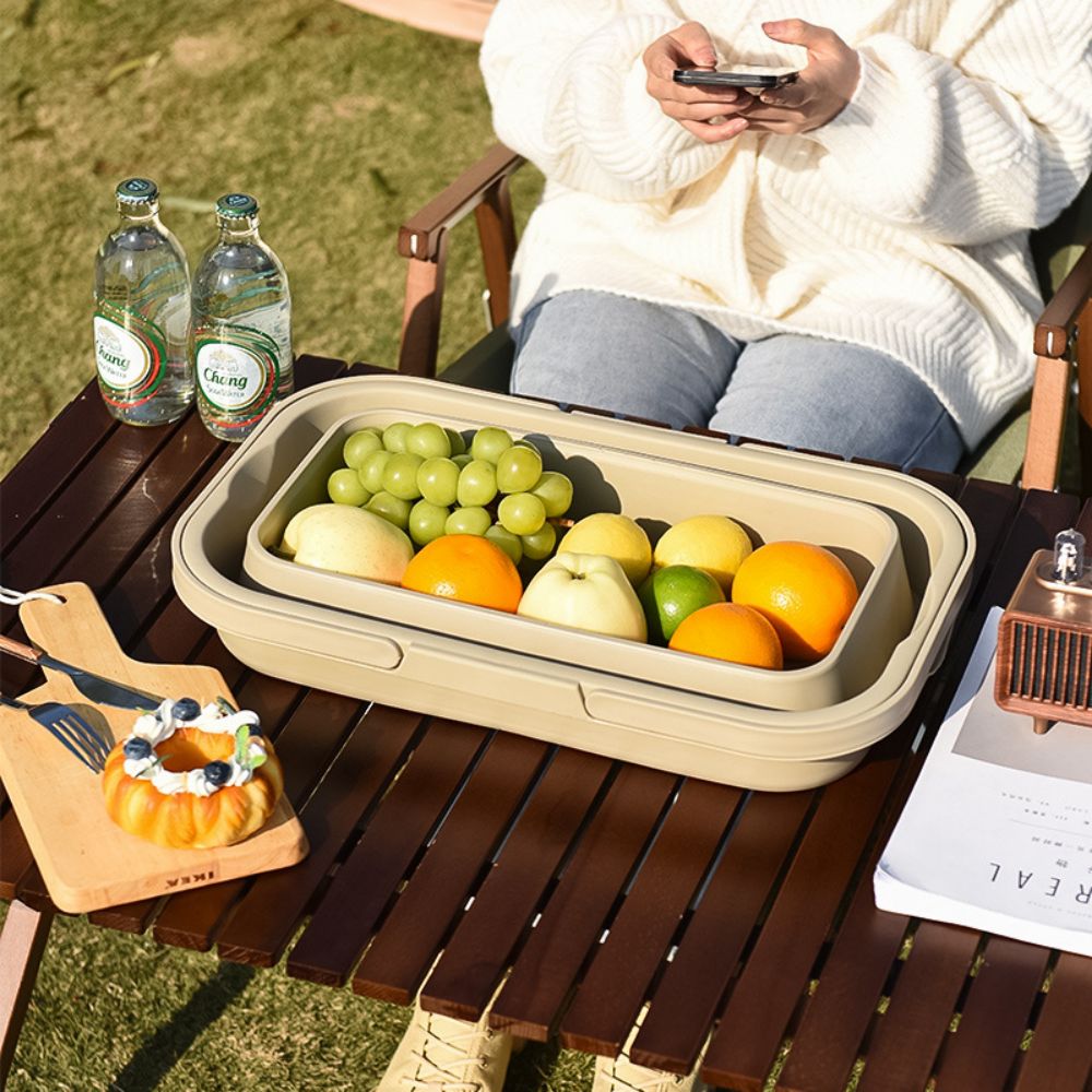 Collapsible Picnic Basket With Carrying Handle And Lid 5