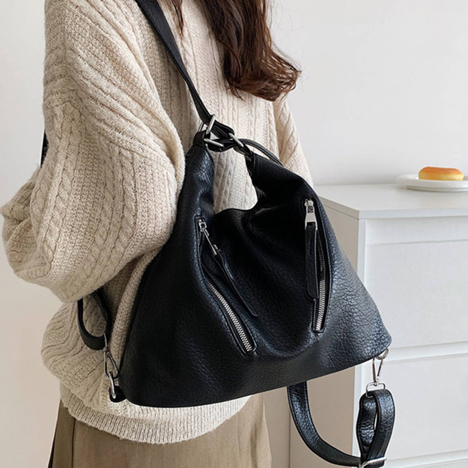 Pu Leather Commuter Shoulder Tote Bag 5