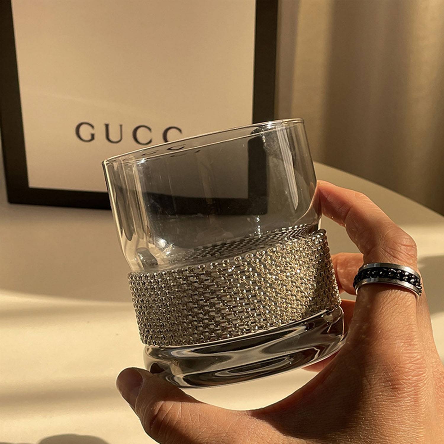 Diamond-encrusted glass water cup 5