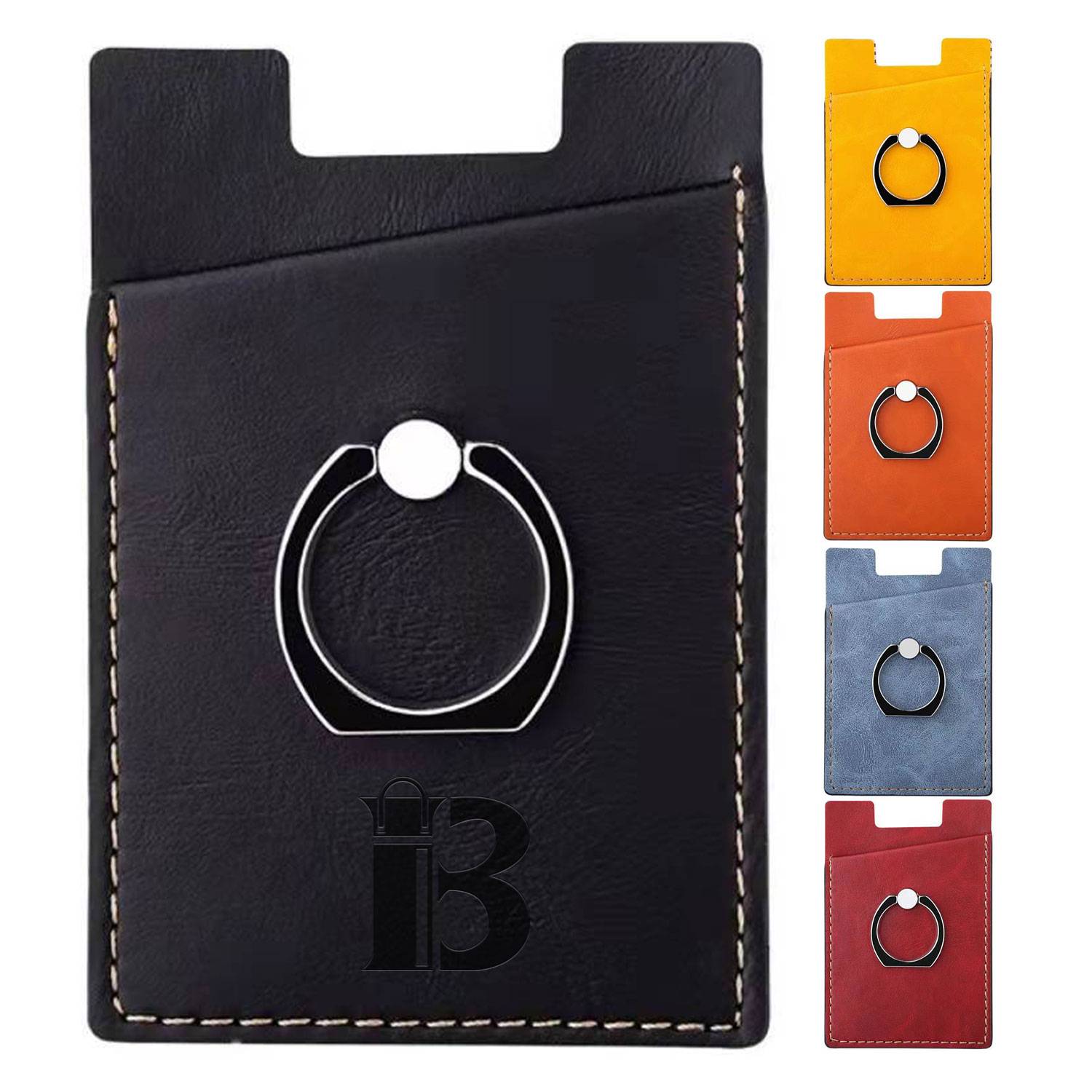 PU Leather Creative Double Layer Cell Phone Ring & Stand 18