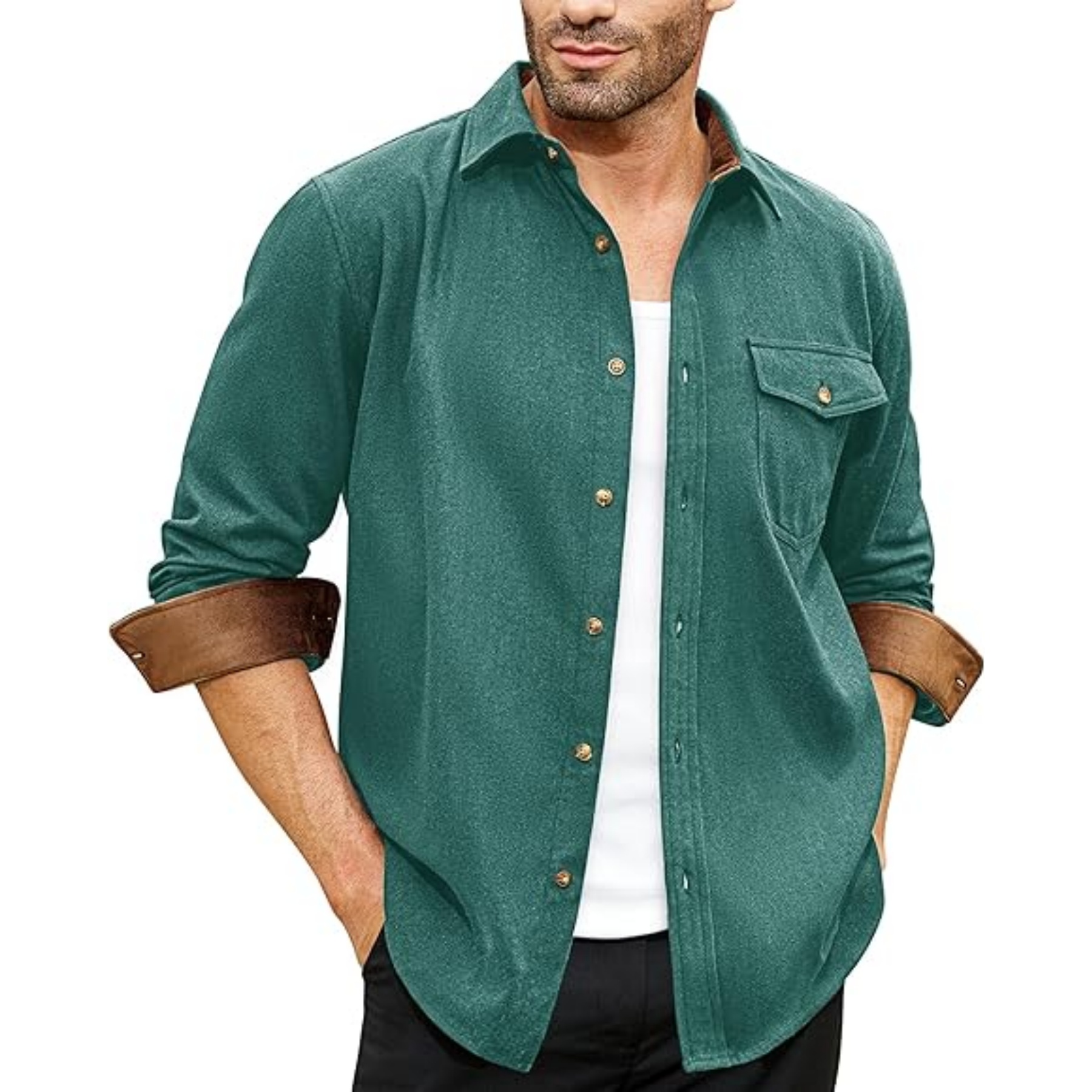 Man Long Sleeve Casual Jacket, custom dress shirt with logo imprint 17