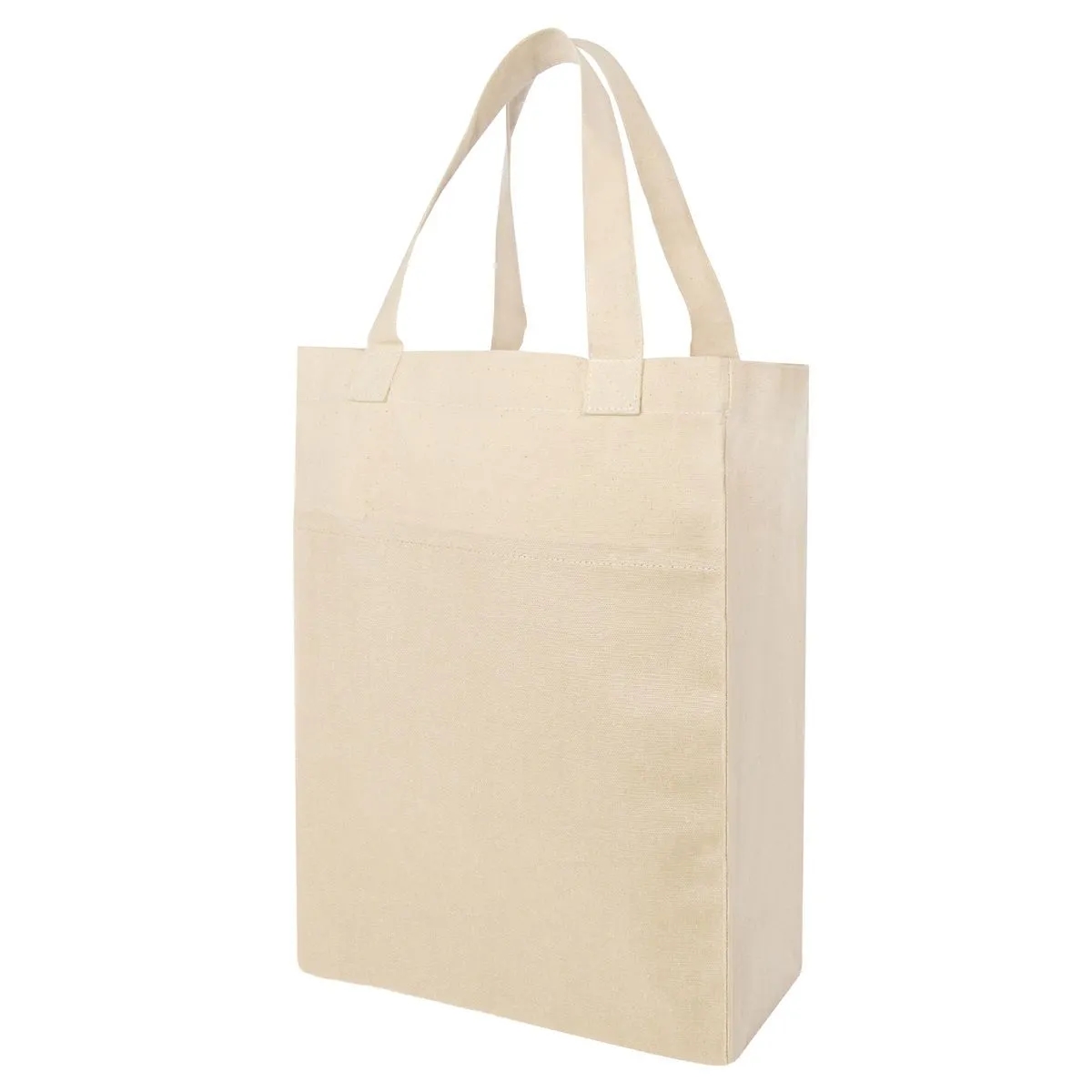 Canvas Shopper Tote Bag With Front Pocket, custom tote bag with logo imprint 4