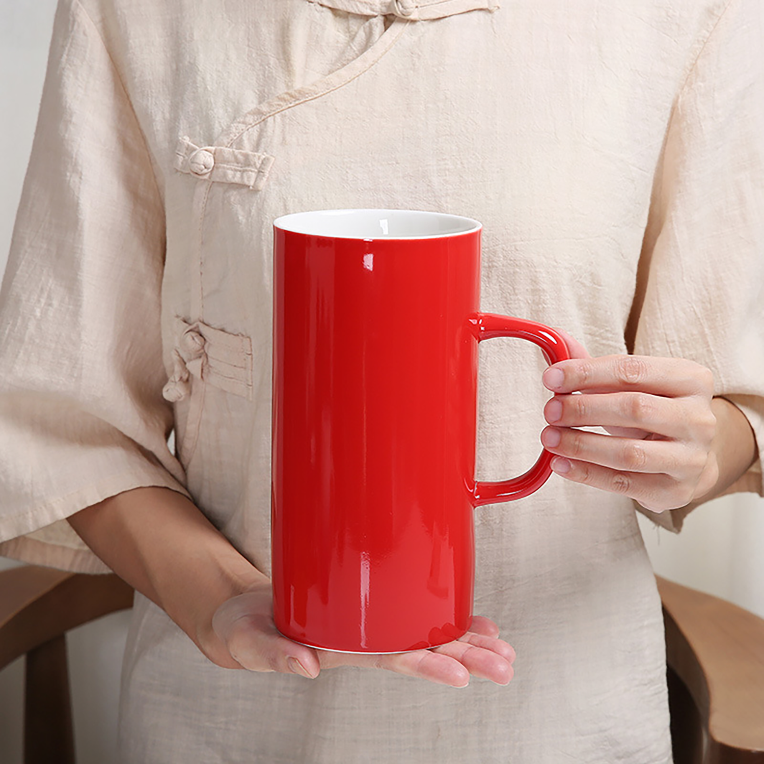 40.5oz Tall Ceramic Mug Large Capacity Straight Design 8