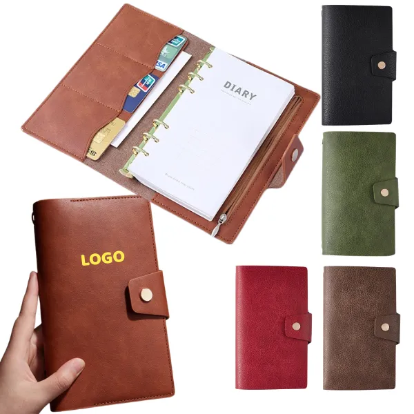 PU Leather A6 Zipper Notebook with Card Slots Dual 2