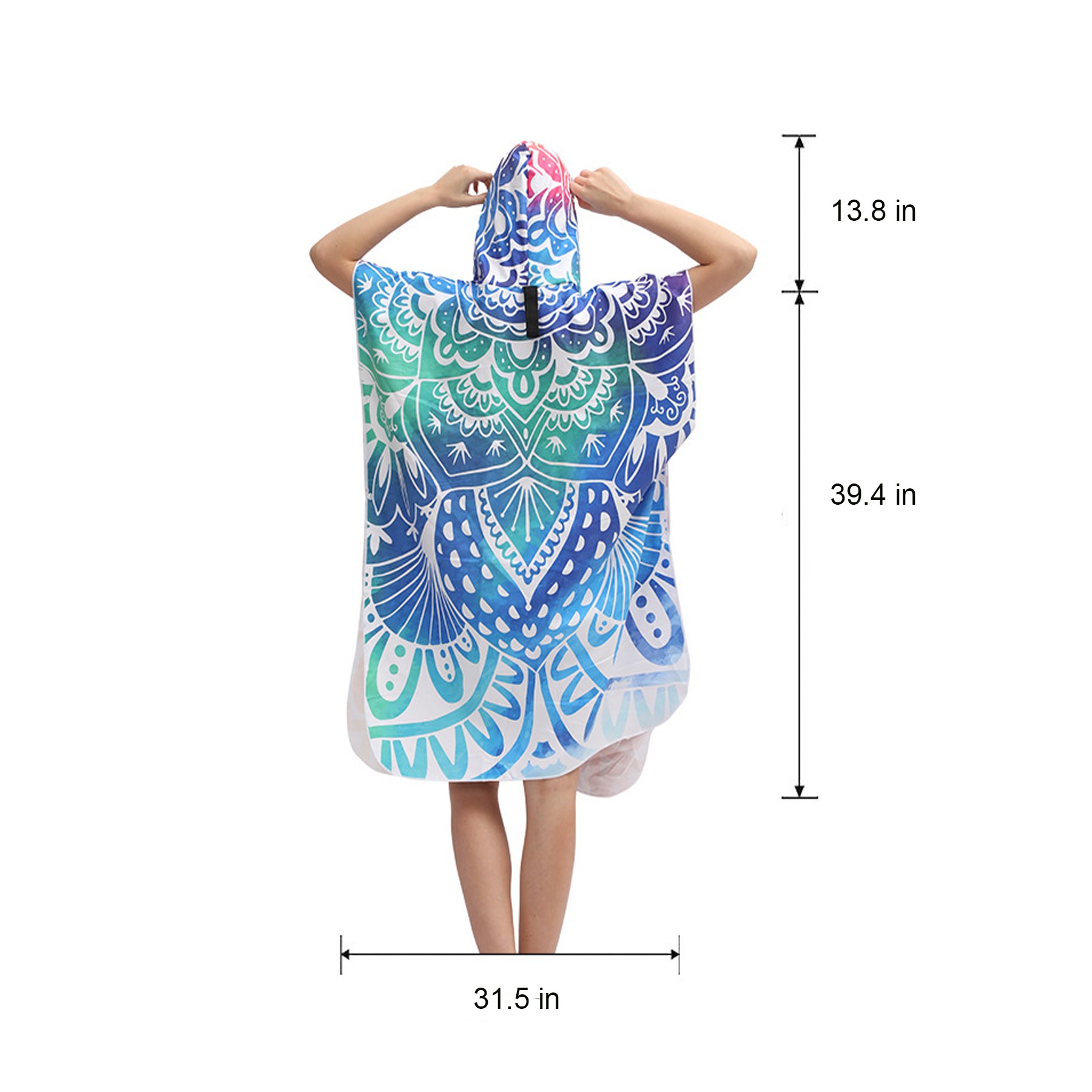 Unisex Custom Quick Dry Beach Towel Hooded Shawl 3