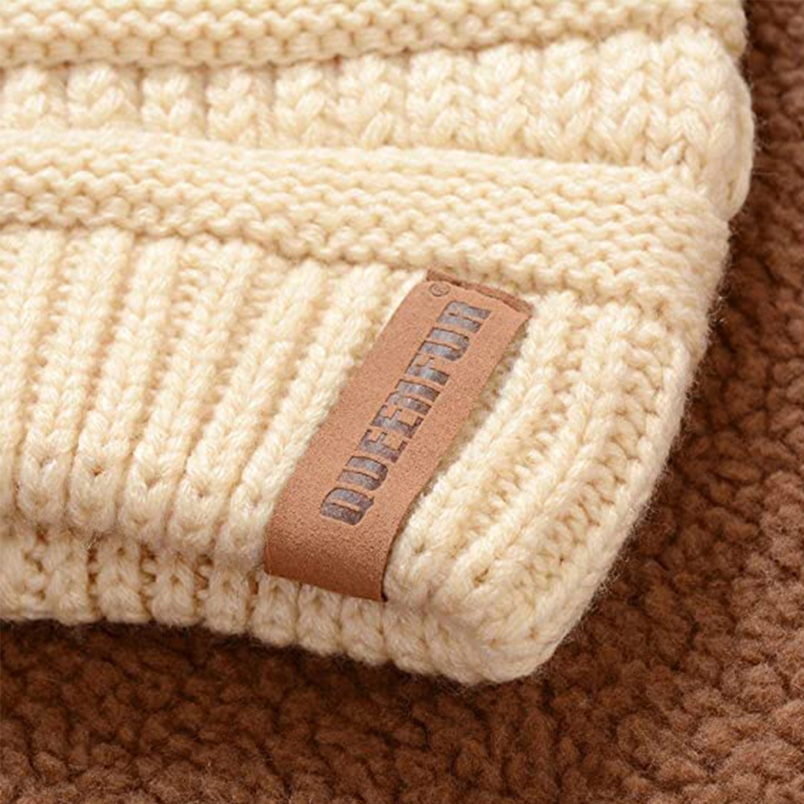 Custom Knitted Multiple Color Blend Pompom Beanie Winter Hat 9