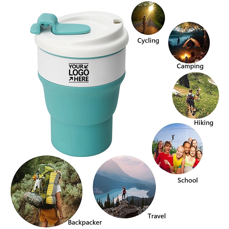 Collapsible Cup Silicone Folding Mug Sport Bottle with Lid 2