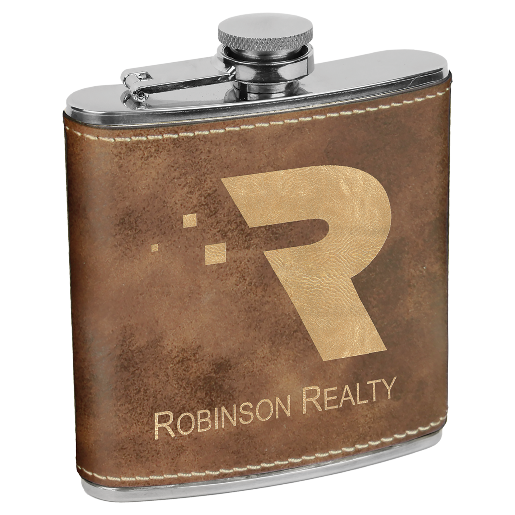 Laser Engraved Leatherette Stainless Steel 6oz Flask 8