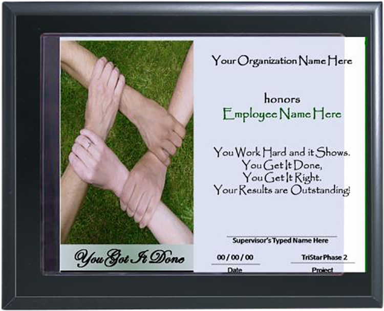 Pocket Slide In Certificate Plaque-Black