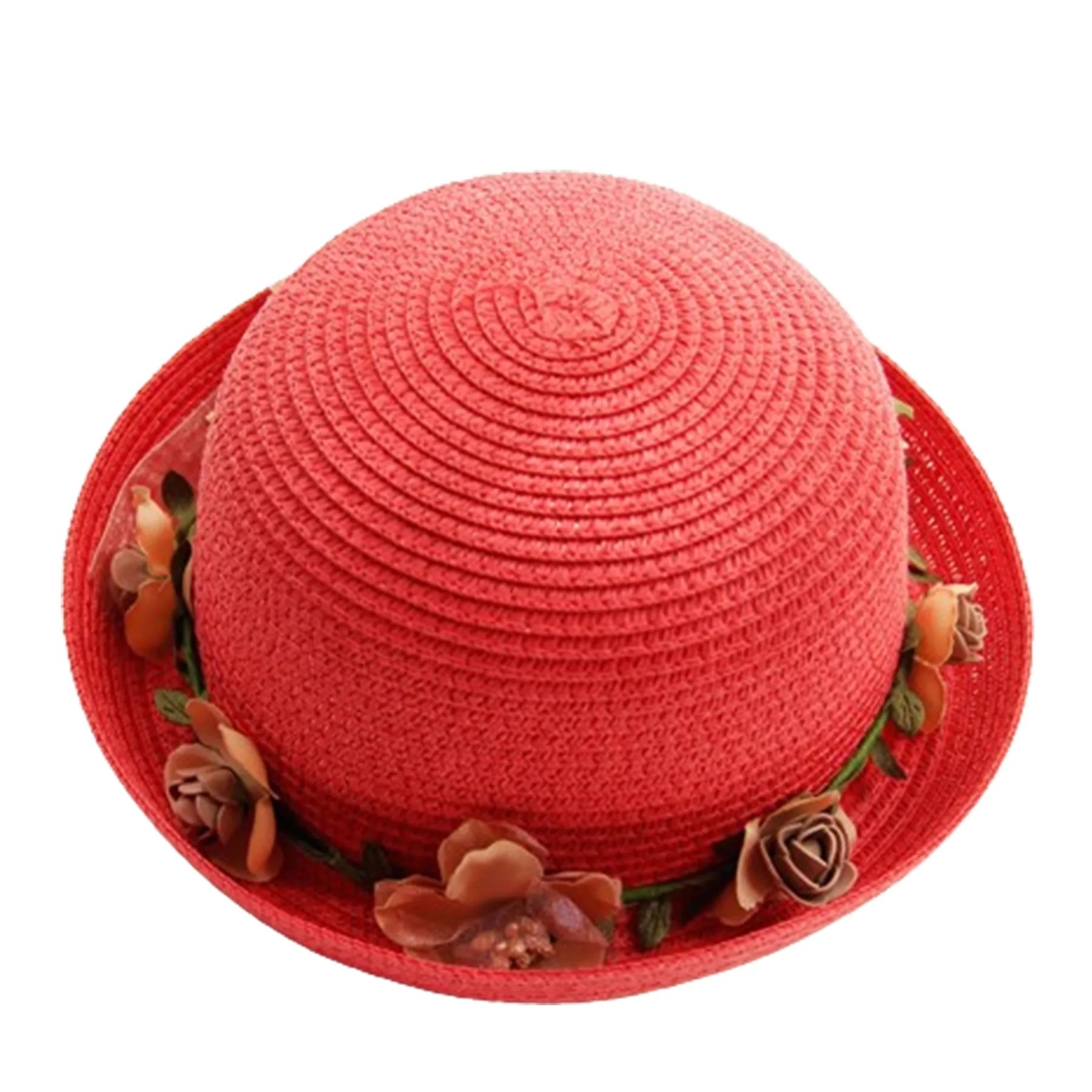 Women'S Dome Flowers Sun Protective Straw Hat 3