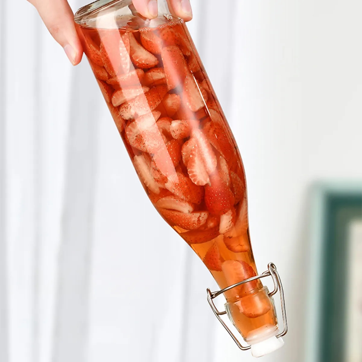 17OZ. Transparent Glass Beverage Beer Wine Fruit Bottle 3