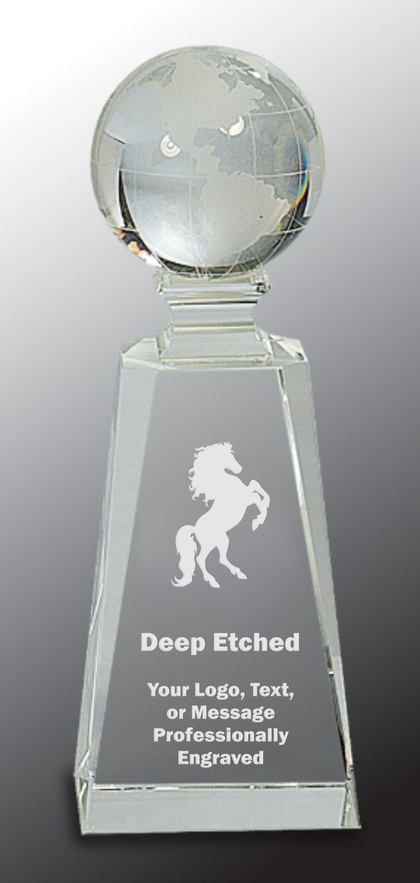 7 3/4" Crystal Globe Award on Clear Tower