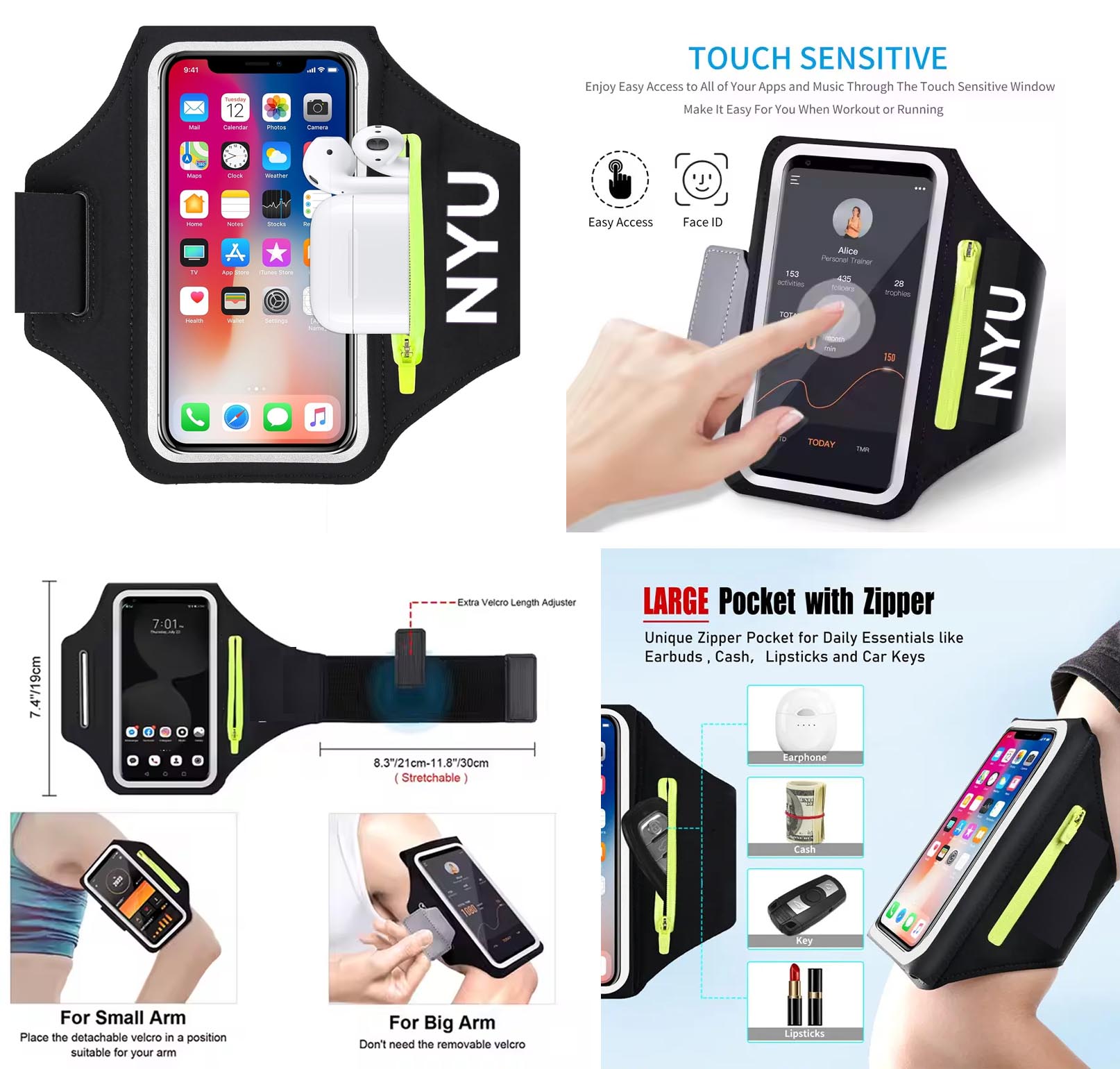 iBank ® Running Sport Armband compatible with iPhone 17,16,15 & Galaxy phones 1