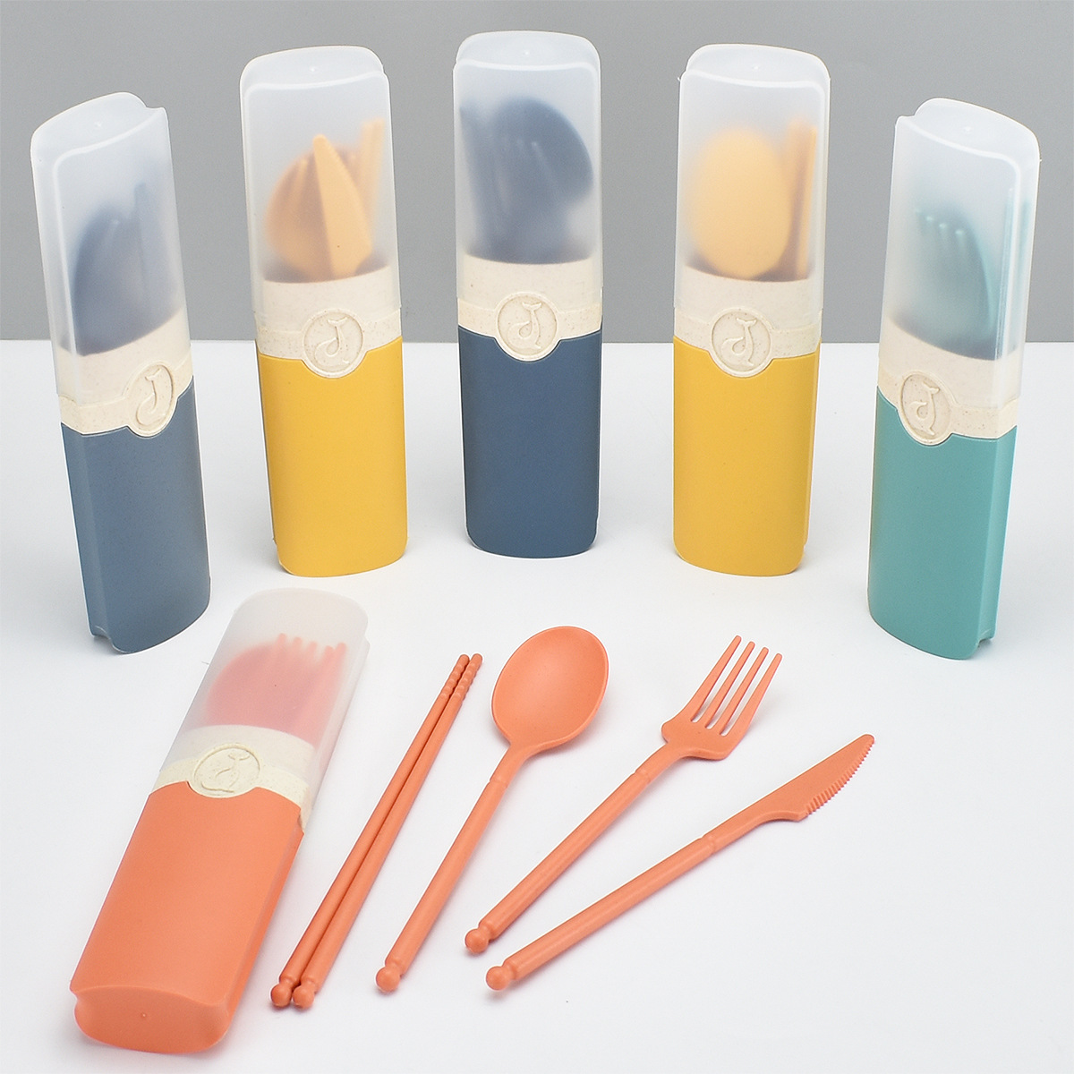 4 Pcs Wheat Straw Tableware Set 2