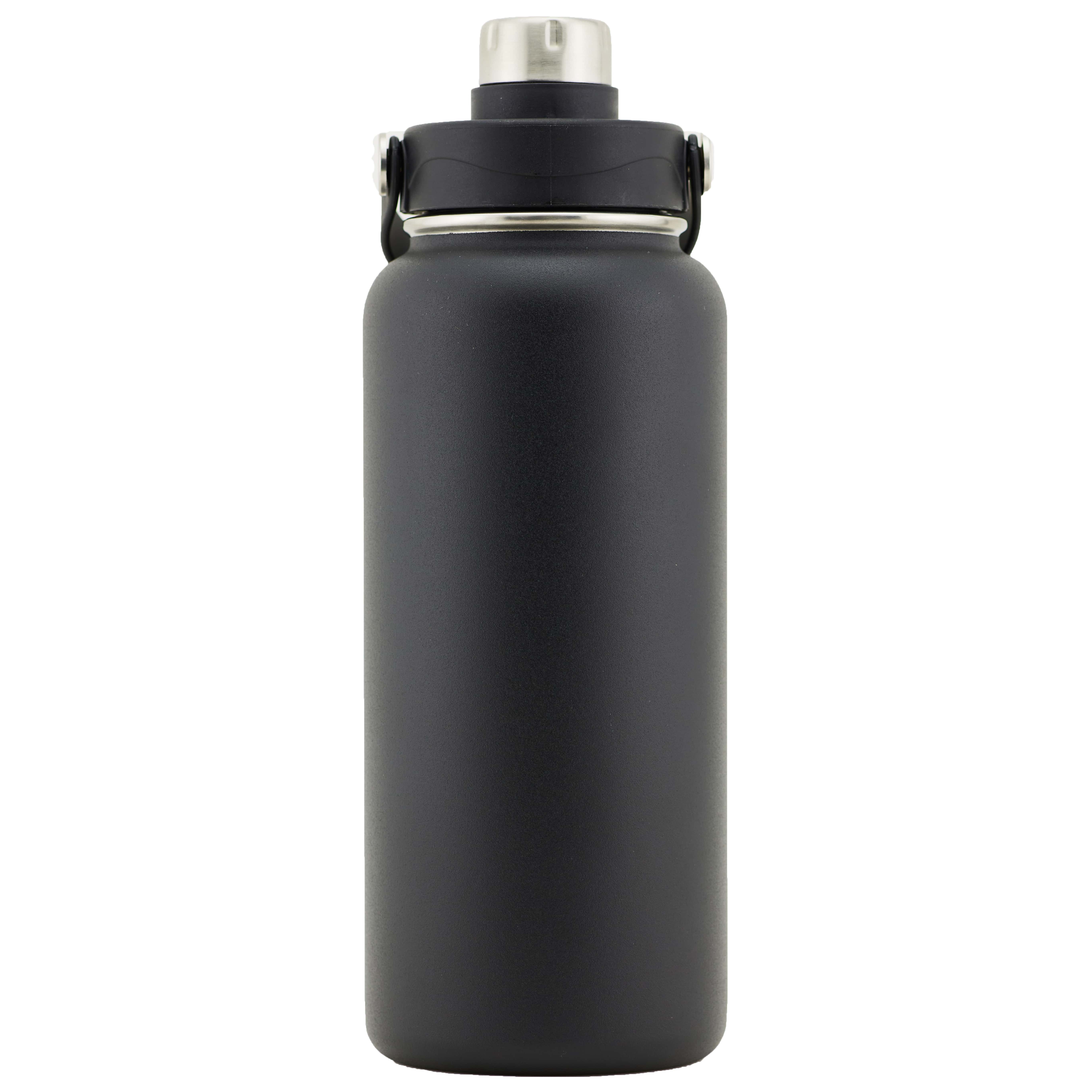 Atlantis 34 Oz. Stainless Steel Double Walled Vacuum Insulated Bottle (Black), custom water bottle with logo imprint 5