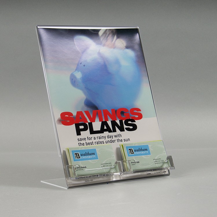 Countertop Acrylic Sign Holder with Double Business Card Holder 8 5x11