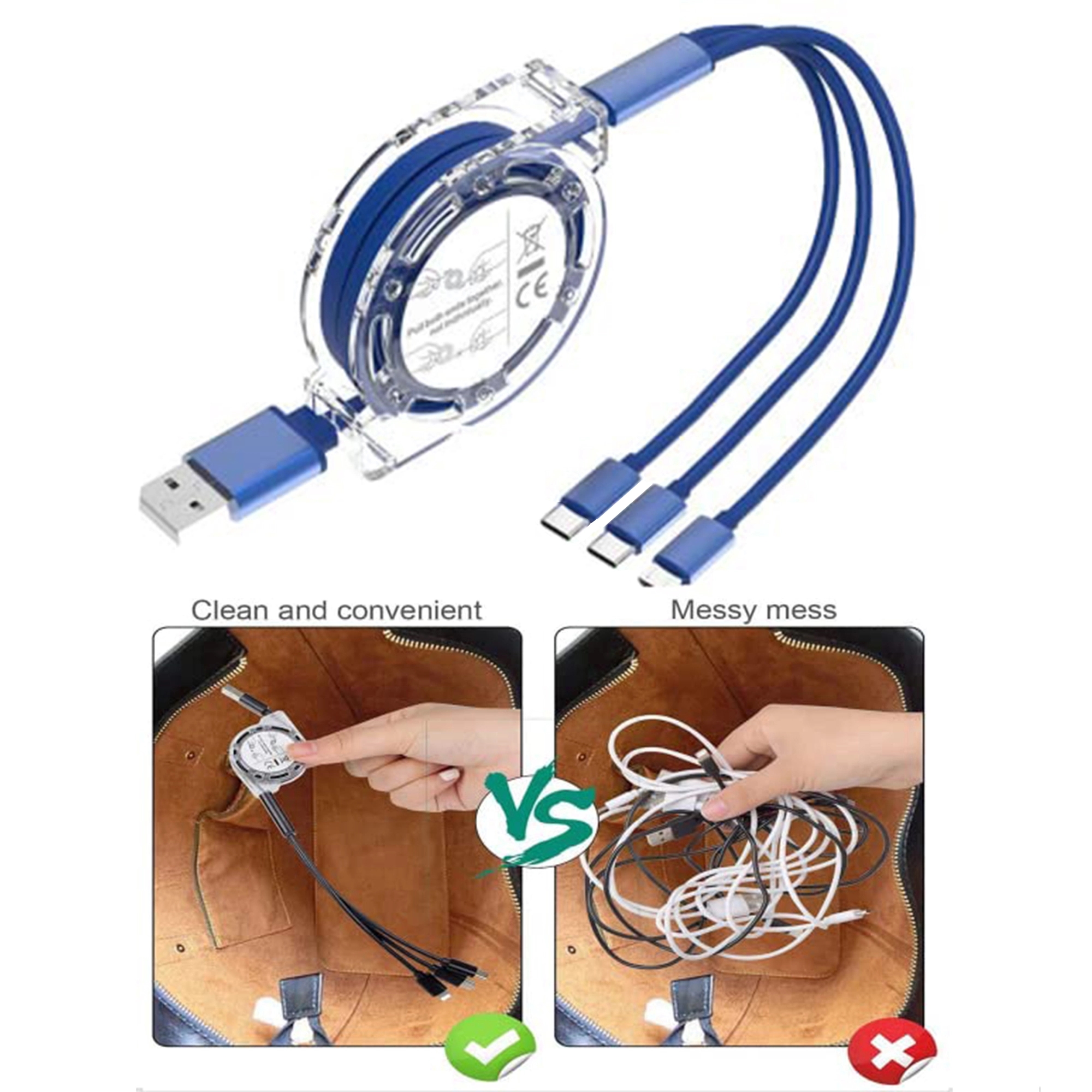 Retractable 3 in 1 Multiple USB Charging Cable 6