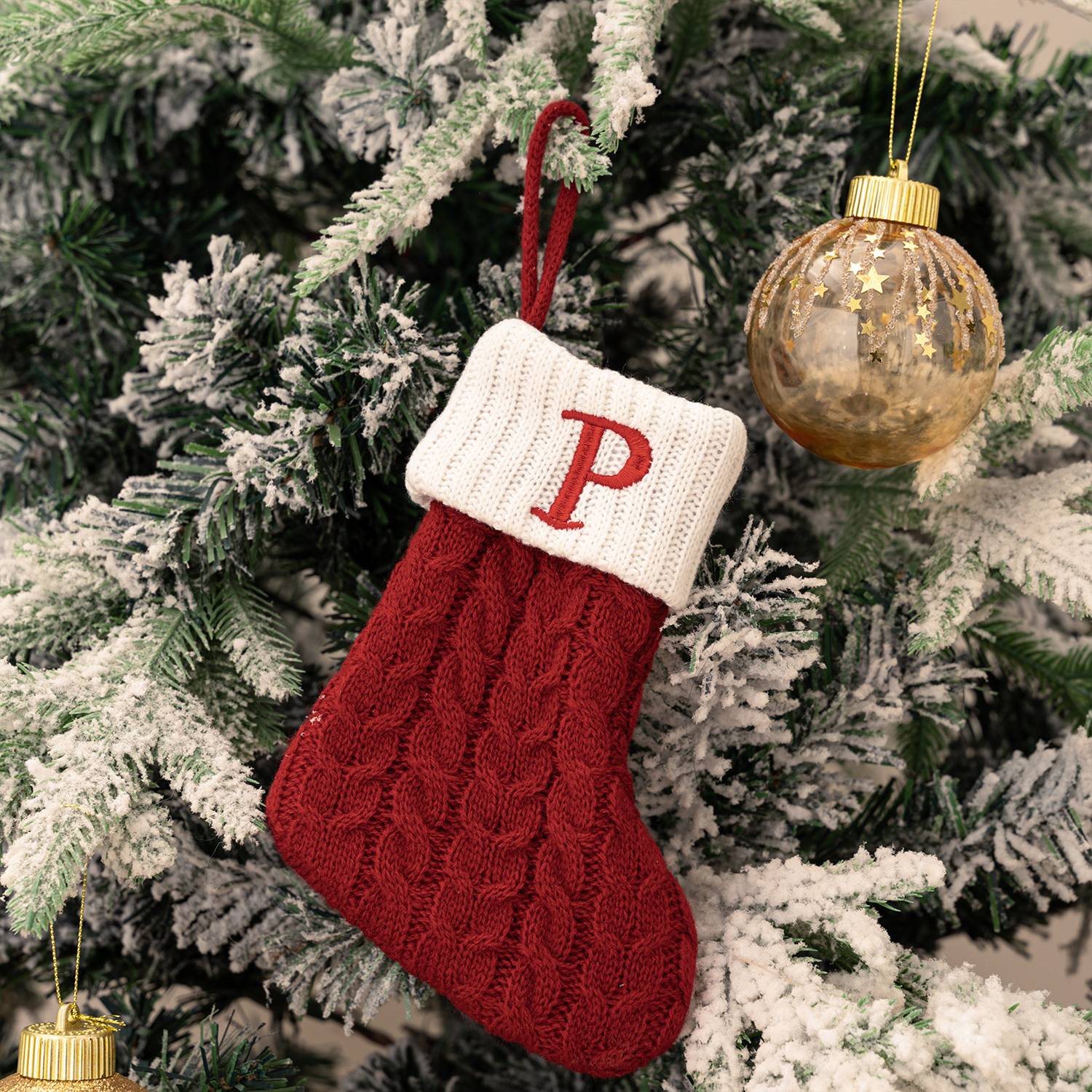 Mini Cotton Knitted Christmas Stocking 24