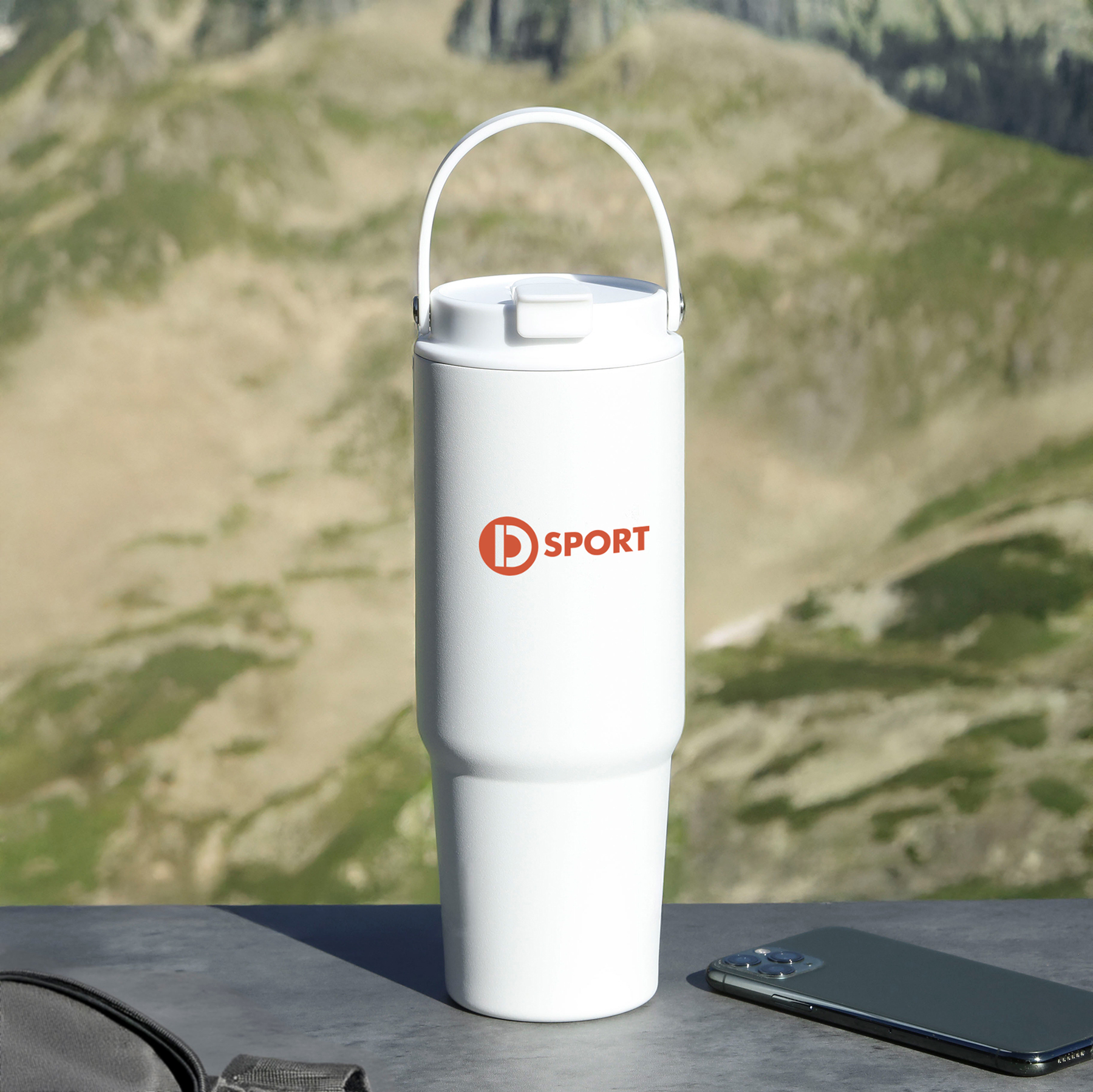 27 Oz. Siam Powder Coated Recycled Stainless Steel Tumbler w/Carrying Handle