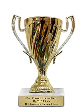 Cup Trophy: 6.5", 3x2" Marble base w/ 4.7" plas 2