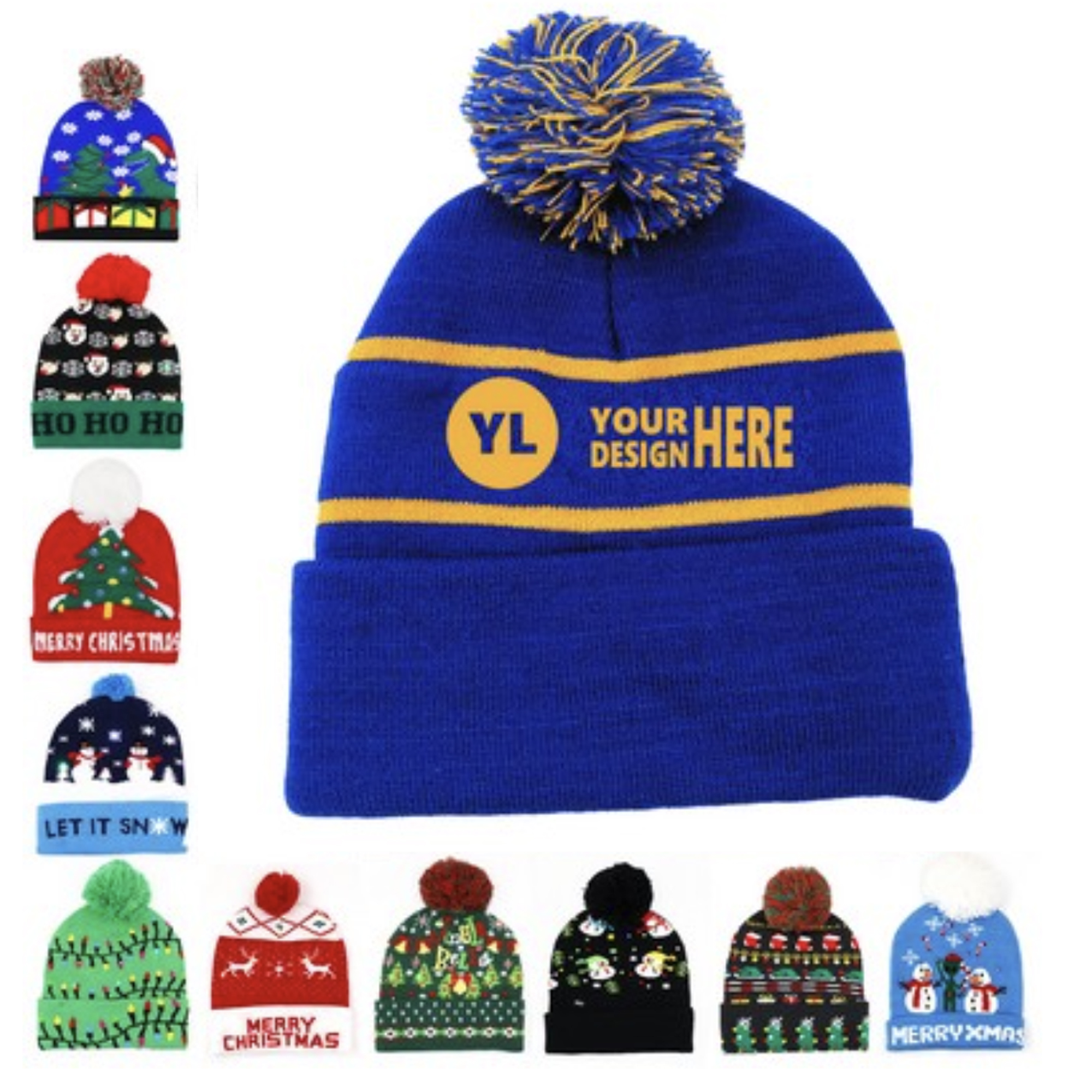 Unisex Seamless Circular Knitting Jacquard Pom Hat 3