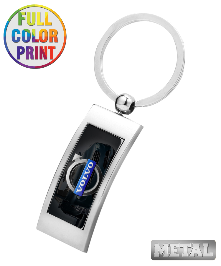 Curved Rectangle Shaped Metal Keychain-Full Color Dome 1