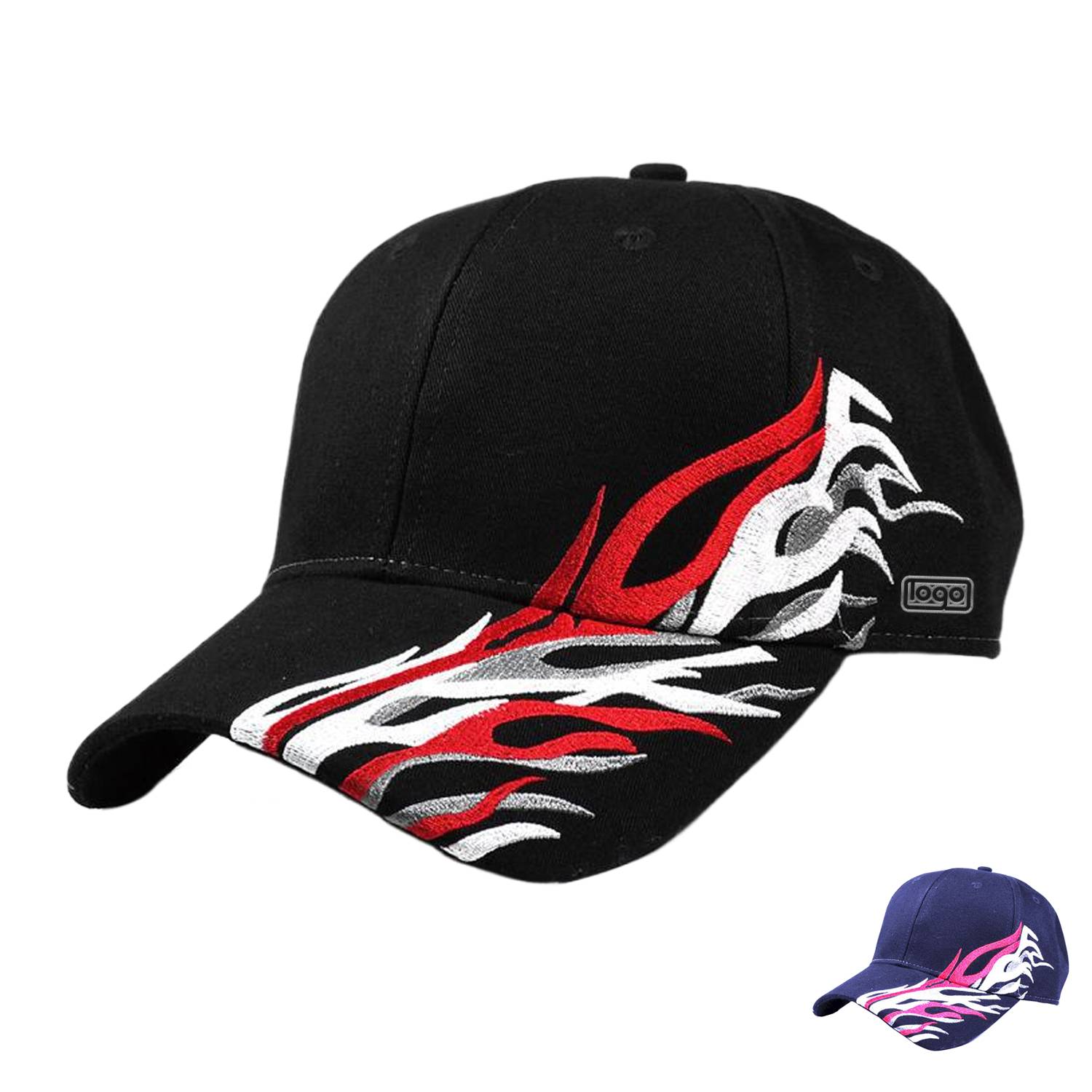 Embroidered Flame Casual Baseball Cap 2