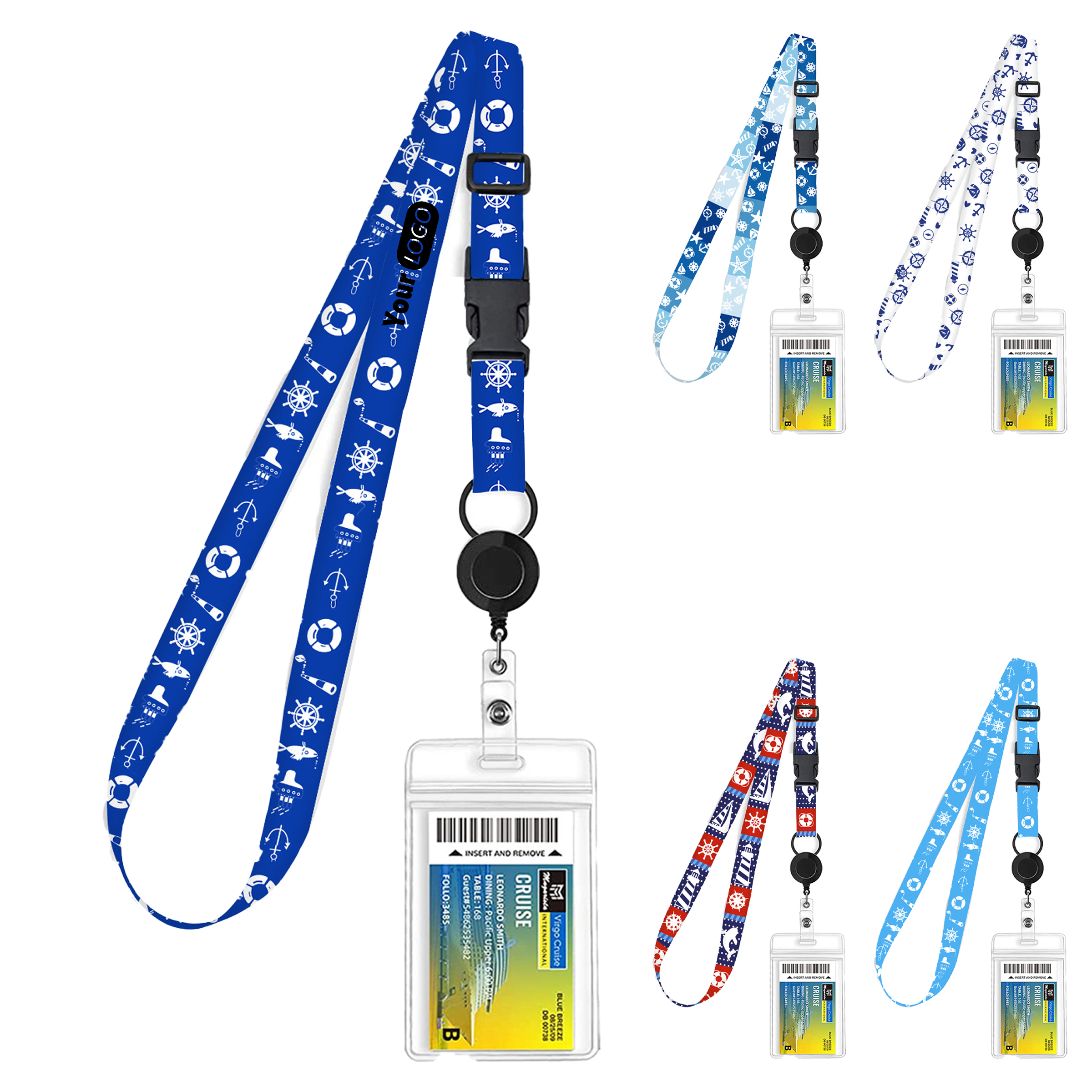 Polyester Nautical Themed Lanyard With Badge Holder For Cruise And Events 3