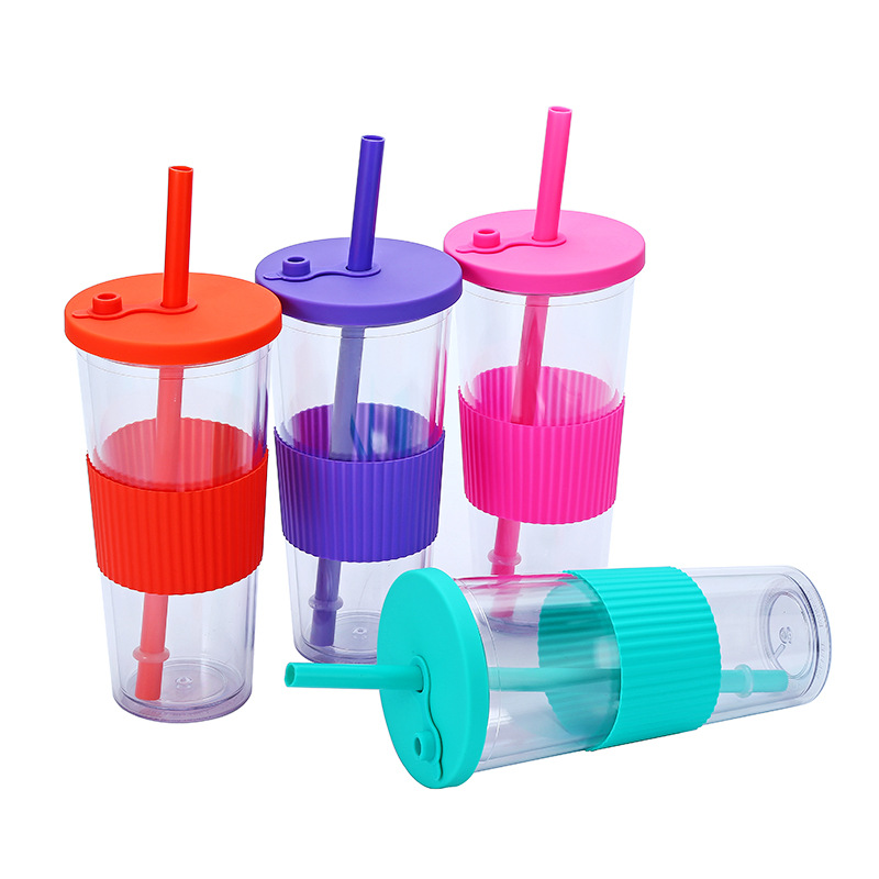 24oz Plastic Cups with Straw 6
