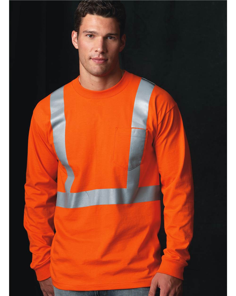 Unisex USA-Made High Visibility Long Sleeve Pocket T-Shirt - 3781 17