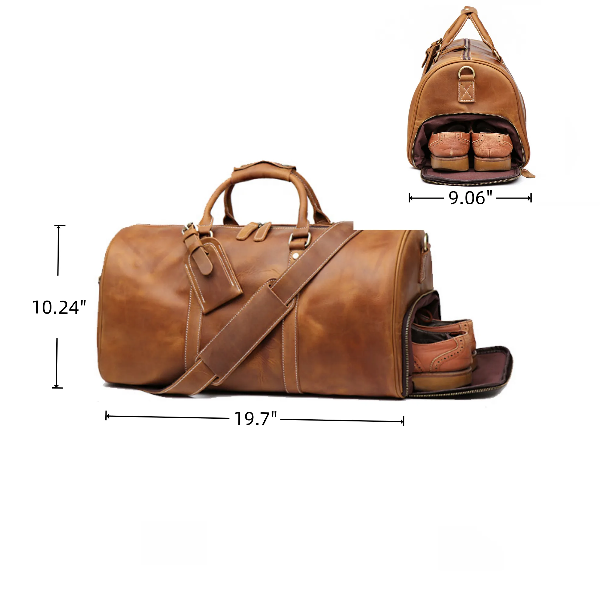 Crazy Horse Leather Shoulder Crossbody Travel Bag for Trips 3