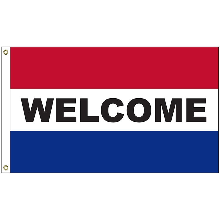 Welcome 3' x 5' Message Flag with Heading and Grommets 1