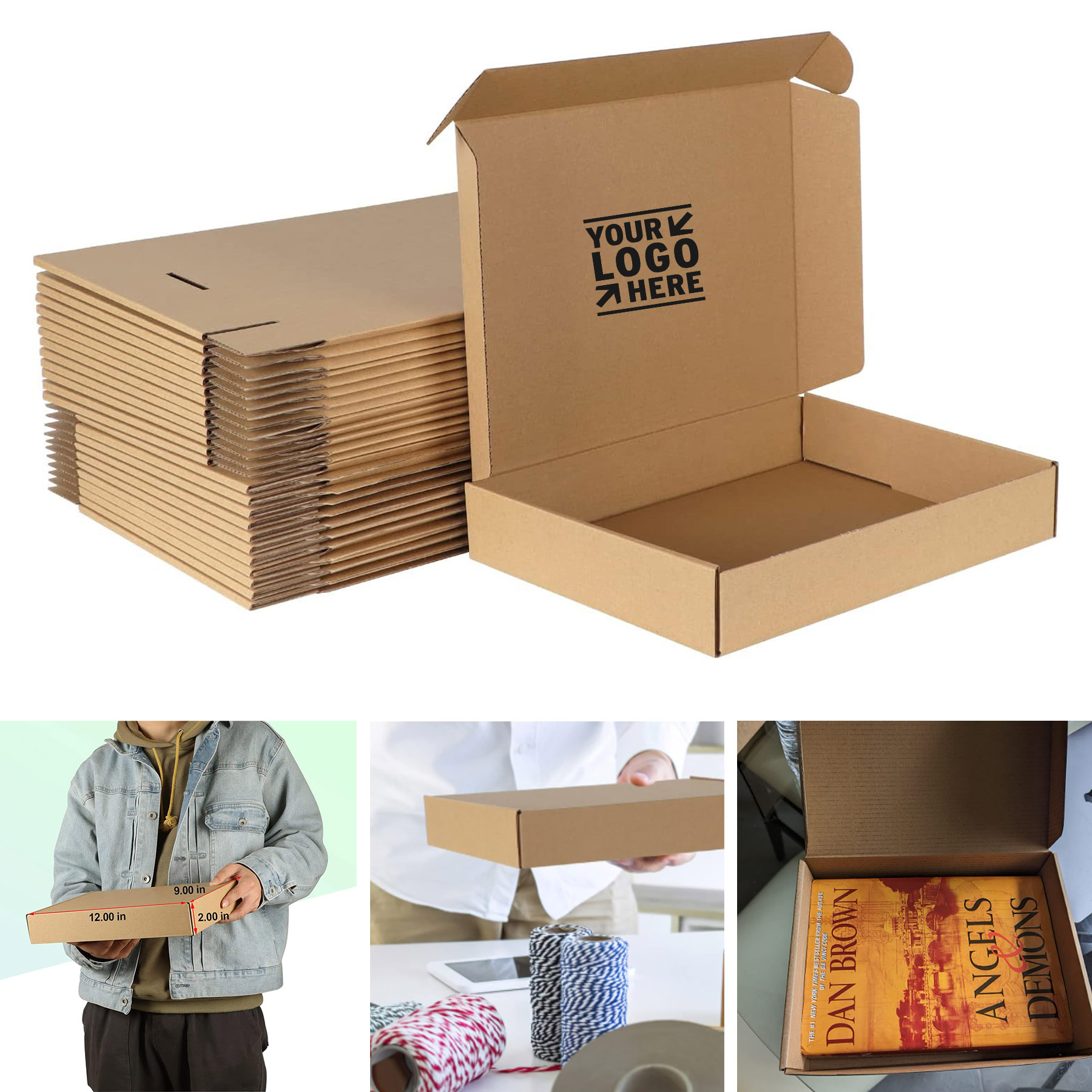 12x9x2 Inches Easy to Assemble Shipping Packing Mailing Corrugated Cardboard Box   2