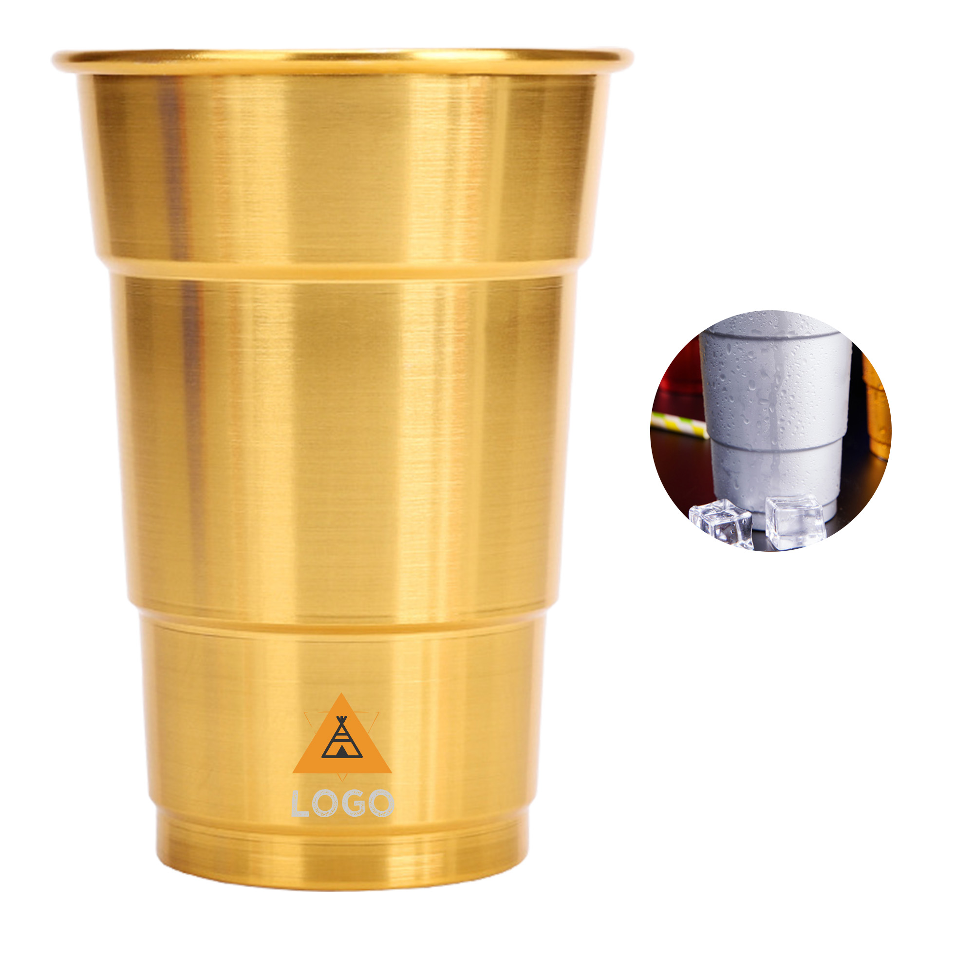 MOQ 50 Custom Logo Aluminum Beer Cup Food Grade Metal Single Layer 1