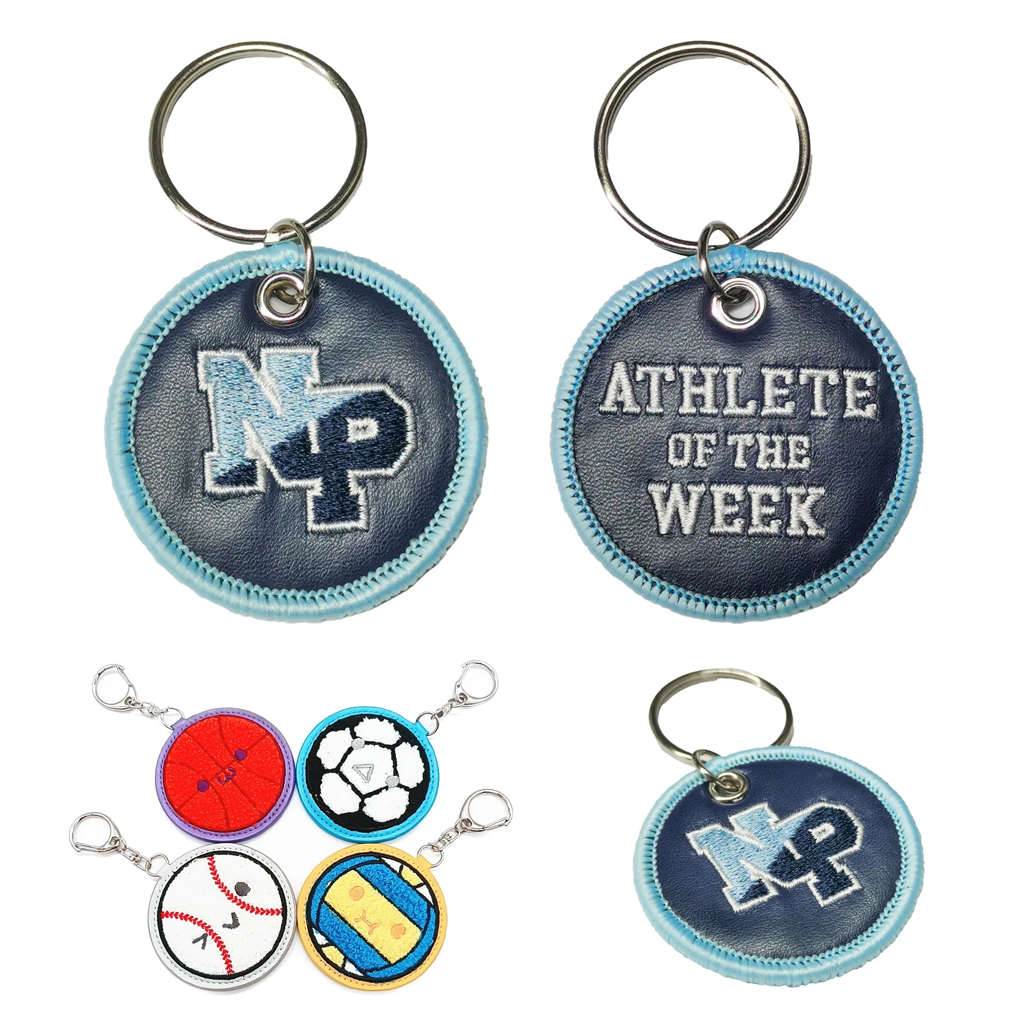 Customized Leather Embroidered Keychain 2