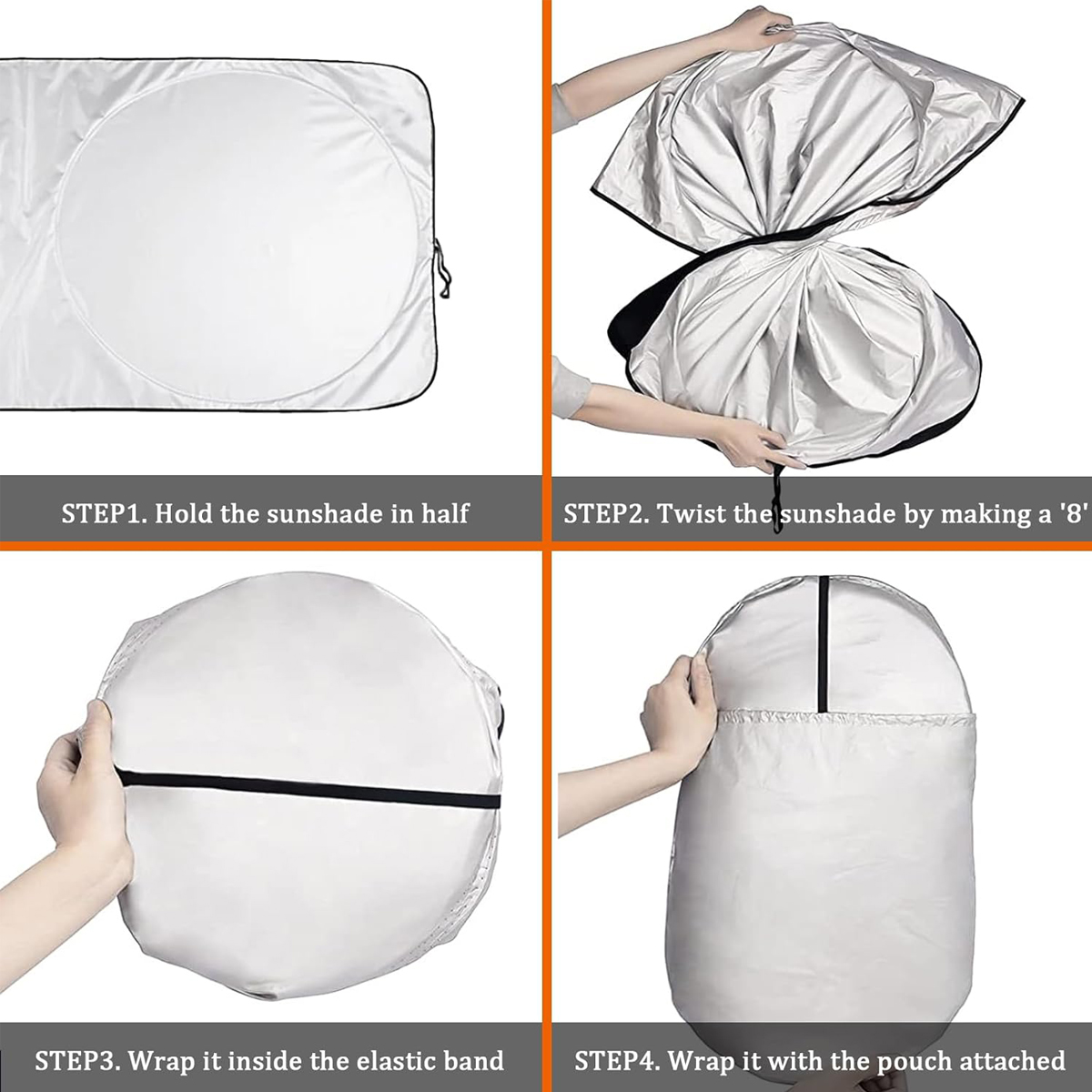 Foldable Windshield Car Sun Shade With Pouch 2