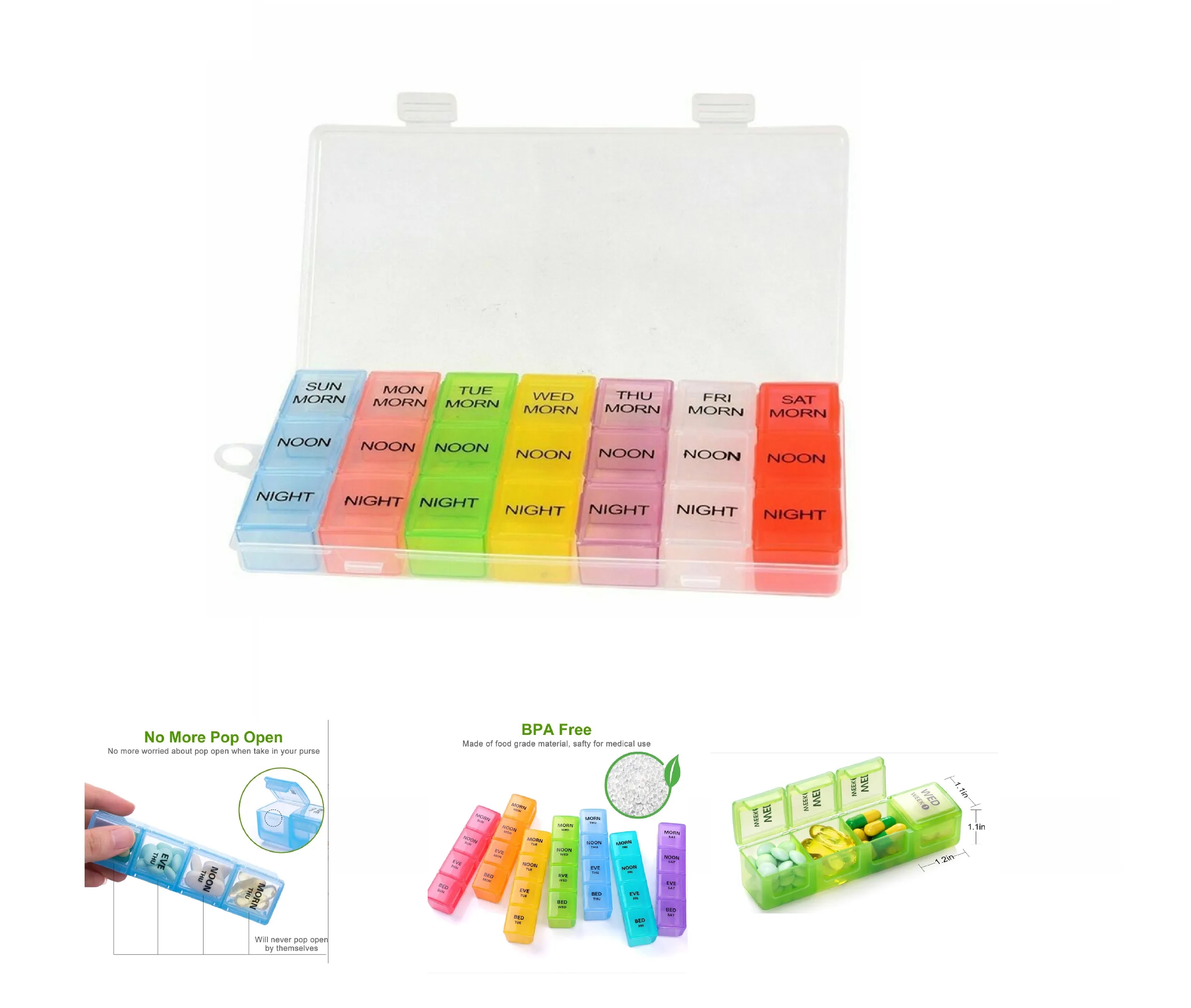 7-Day Rainbow Pill Box with 28-Grid 1