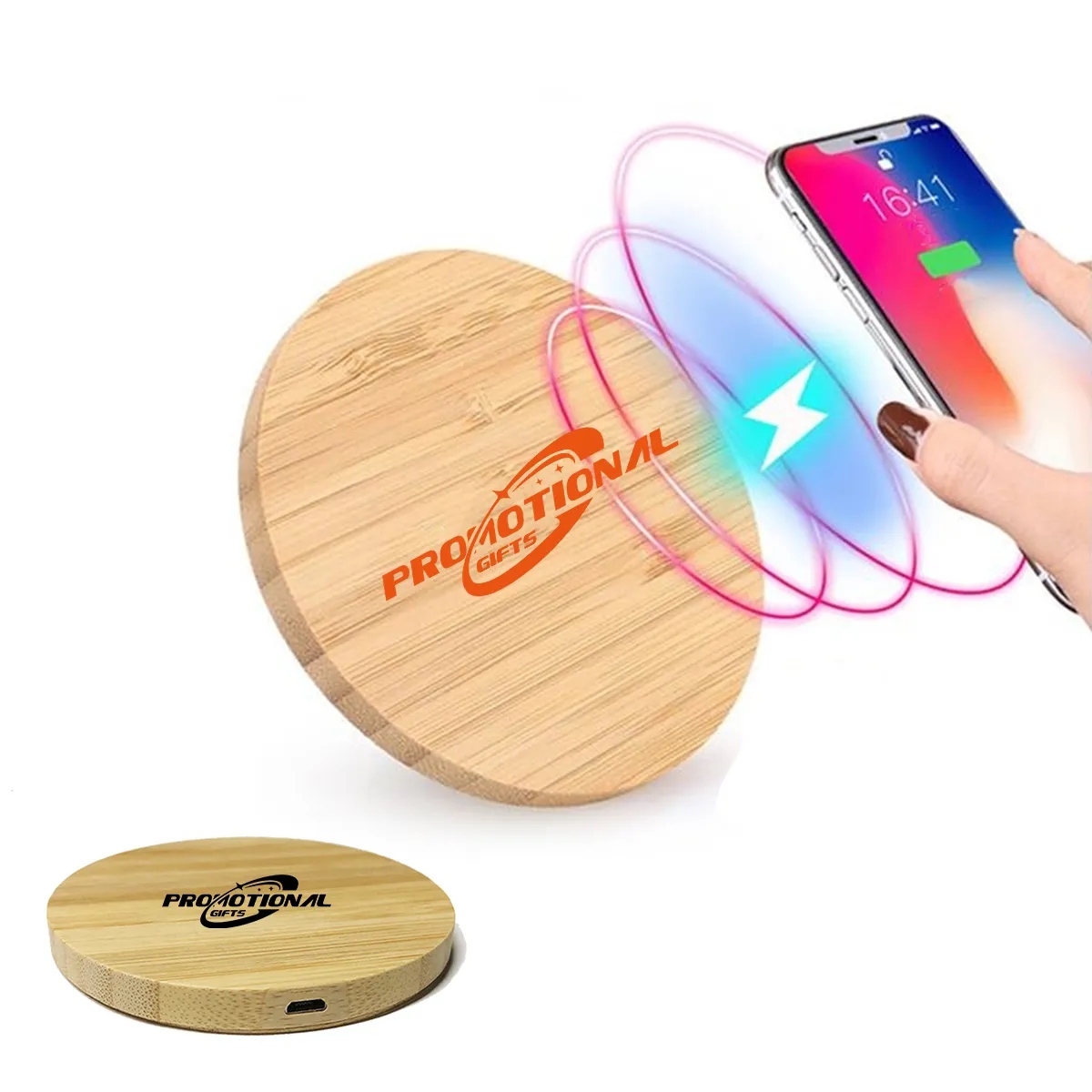 Custom Bamboo Phone Wireless Charging Pad 2