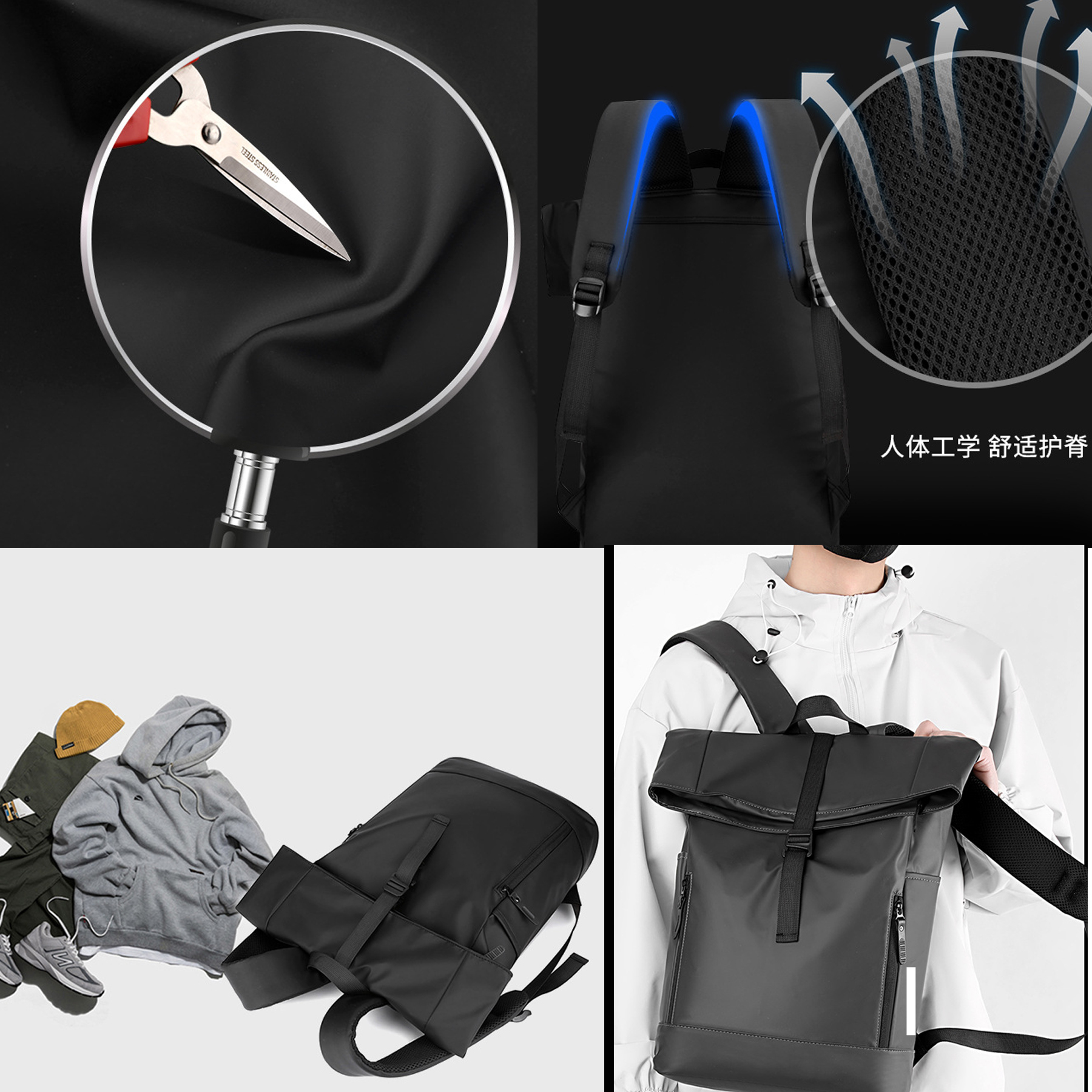 15.6" Roll Top Laptop Backpack 6