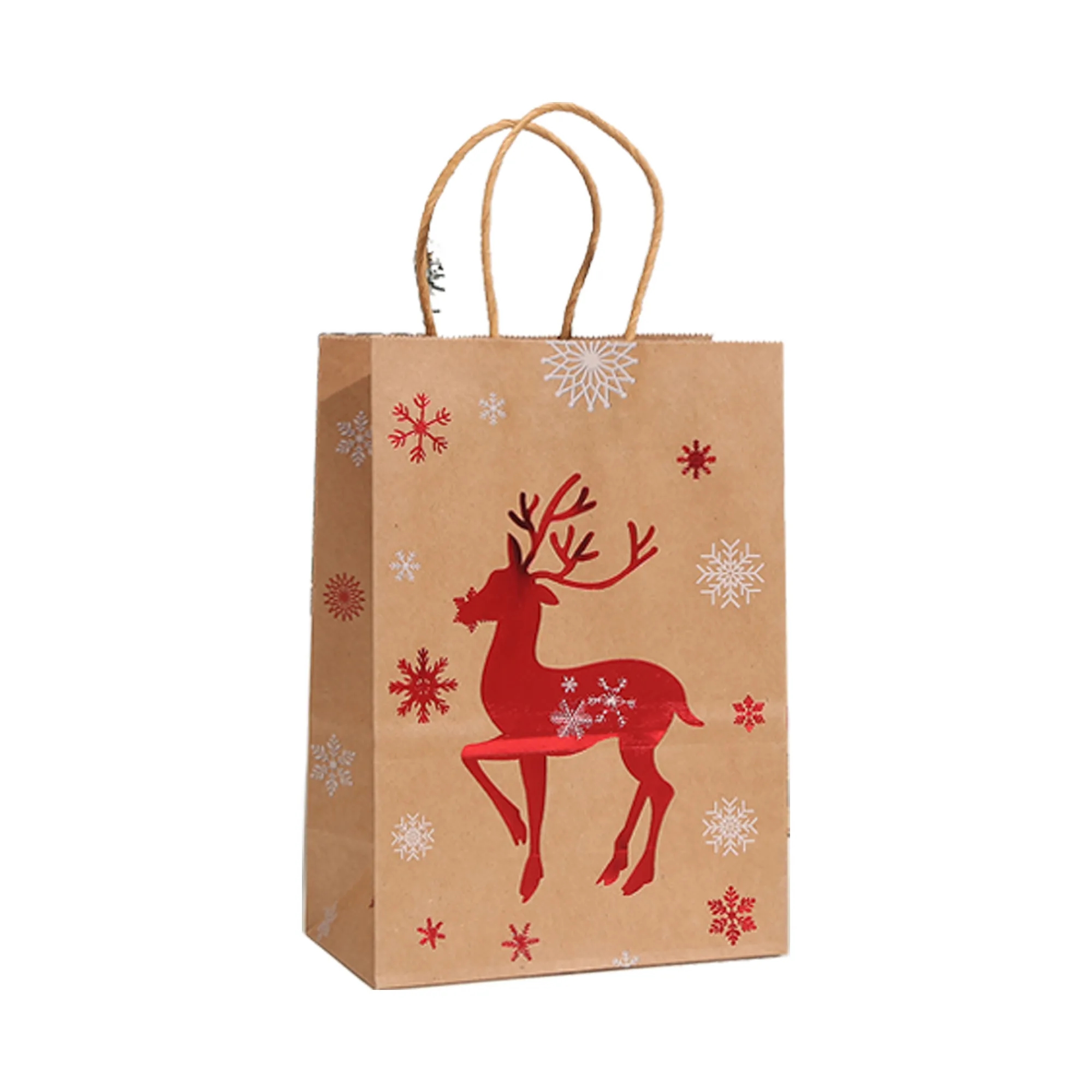 Christmas Kraft Paper Tote Bag (For Holiday Gifts) 3