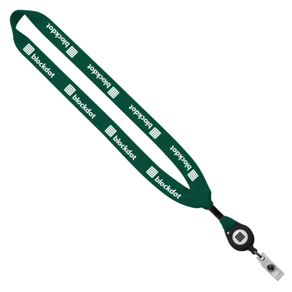 3/4" Cotton Lanyard with Metal Crimp & Retractable Badge Reel 35