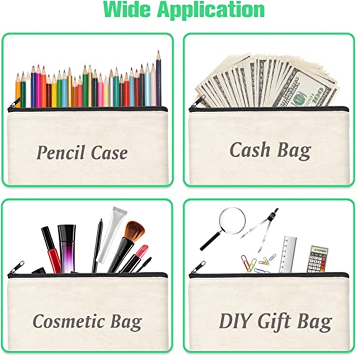 Canvas Colorful Zipper Bags 3