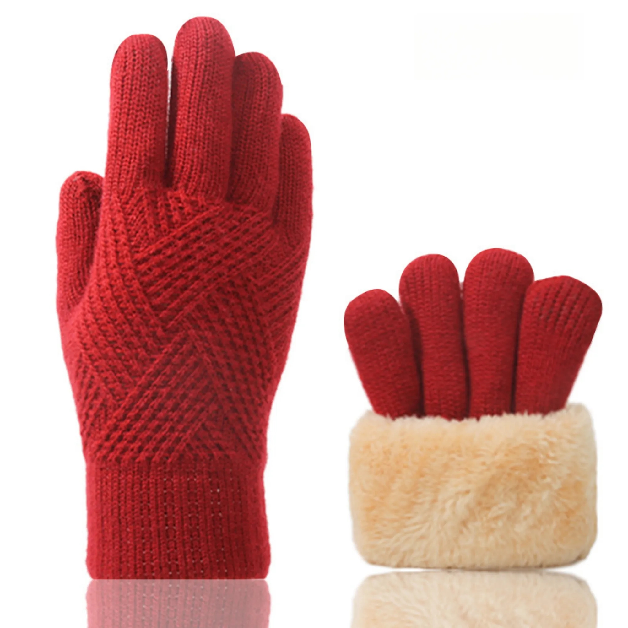 Double-Layer Plush Knitted Gloves 7