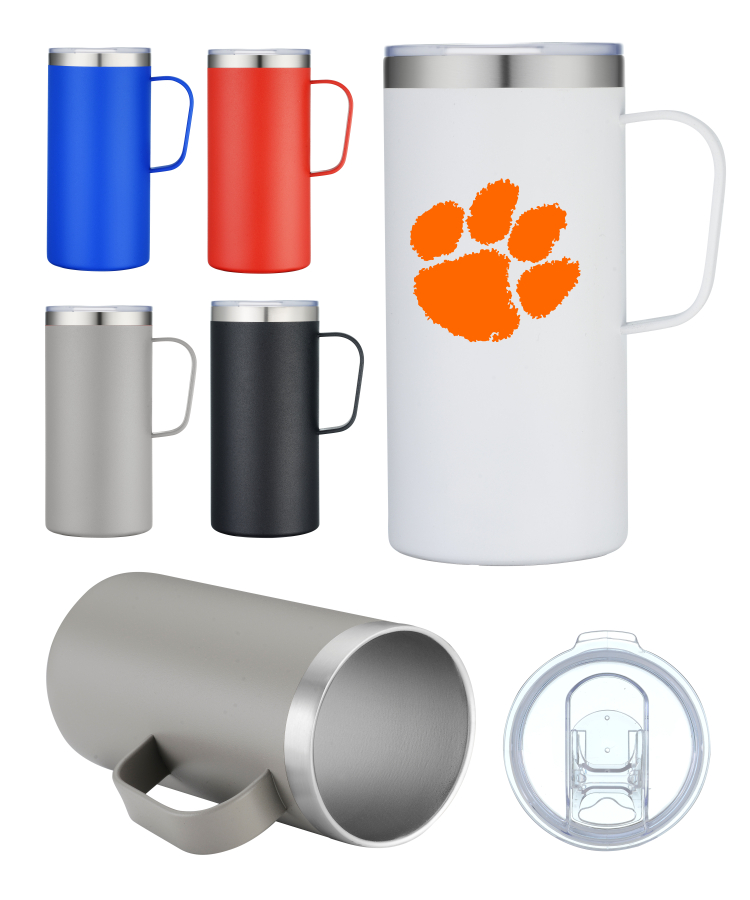 20oz Large Vacuum Camp Mug - Double Wall Stainless Steel - Powder Coated 1