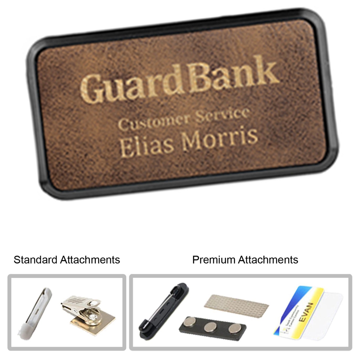 3"W x 2"H Leather Name Badges 2