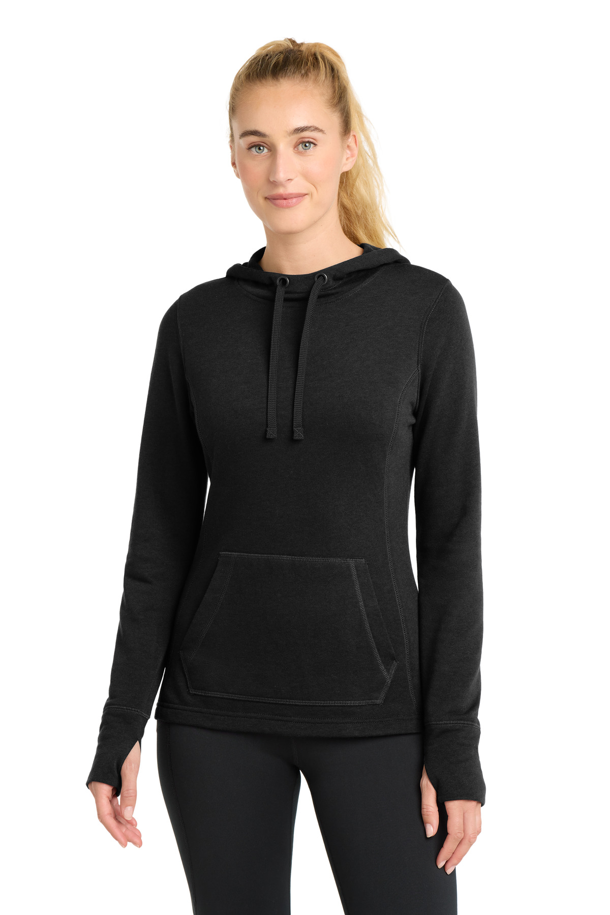 Sport-Tek Women's PosiCharge Tri-Blend Wicking Fleece Hooded Pullover. LST296, custom hoodie or sweatshirt with logo imprint 2