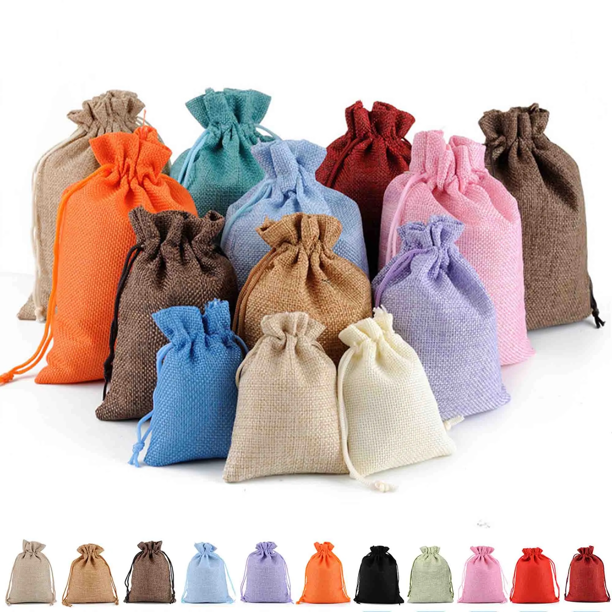 Burlap Gift Bag Drawstring Backpack Recyclable Linen Sacks 2