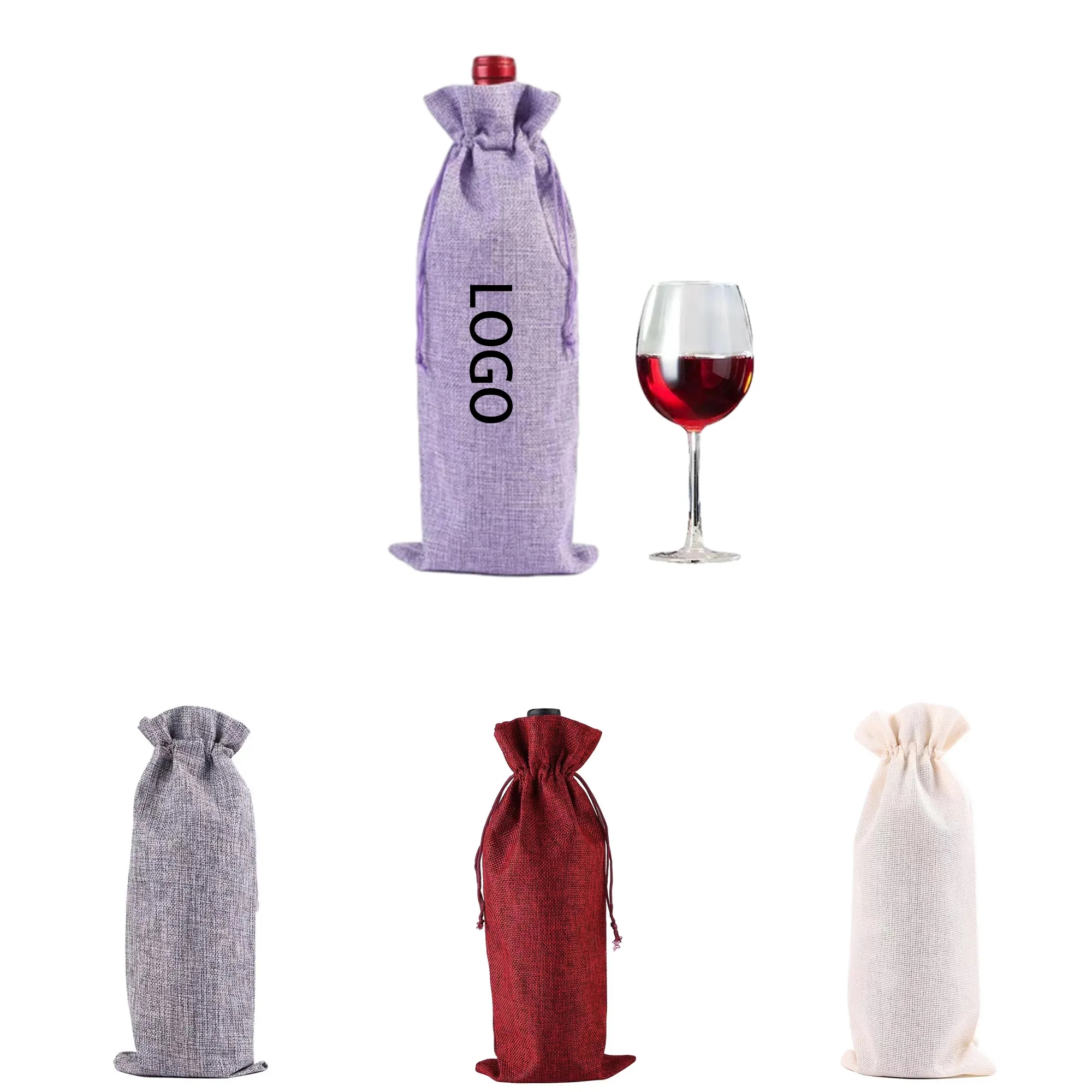 Linen Bunched Bottle Bag
