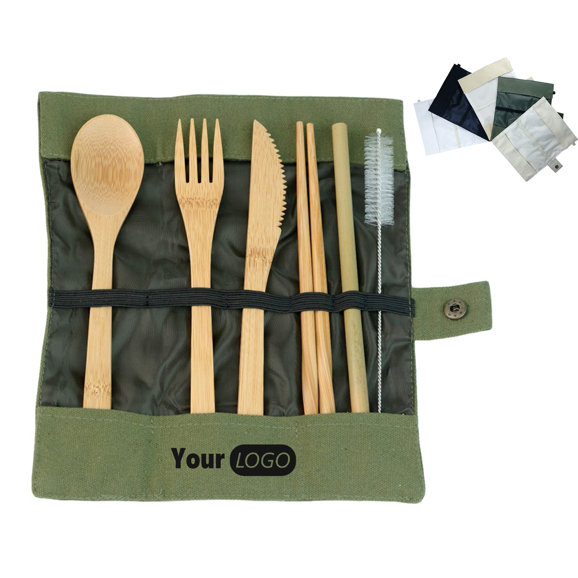 Bamboo Sustainable Travel Bamboo Utensil Set With Handy Pouch 2